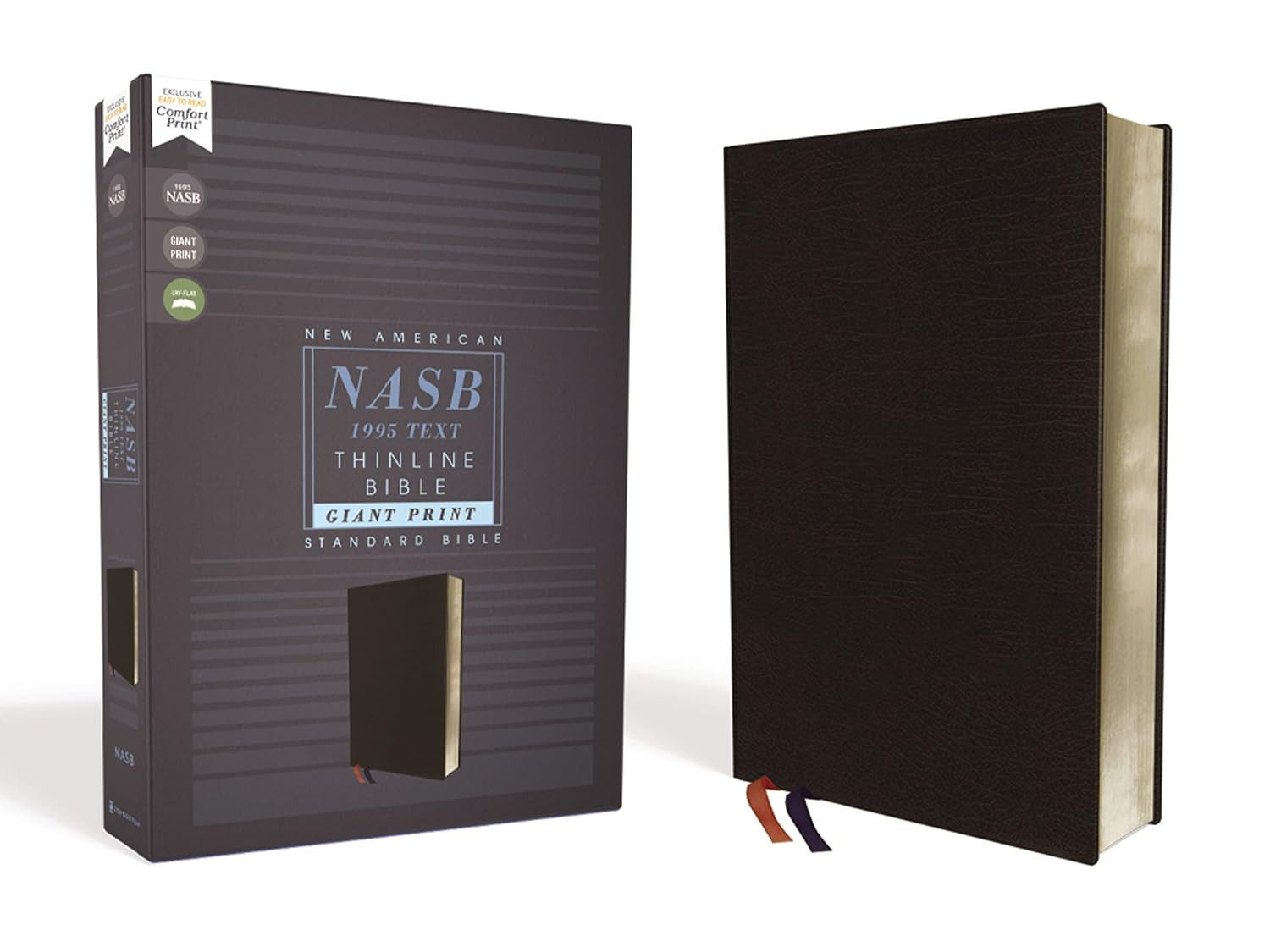 NASB, Thinline Bible, Giant Print, Bonded Leather, Black, Red Letter, 1995 Text
