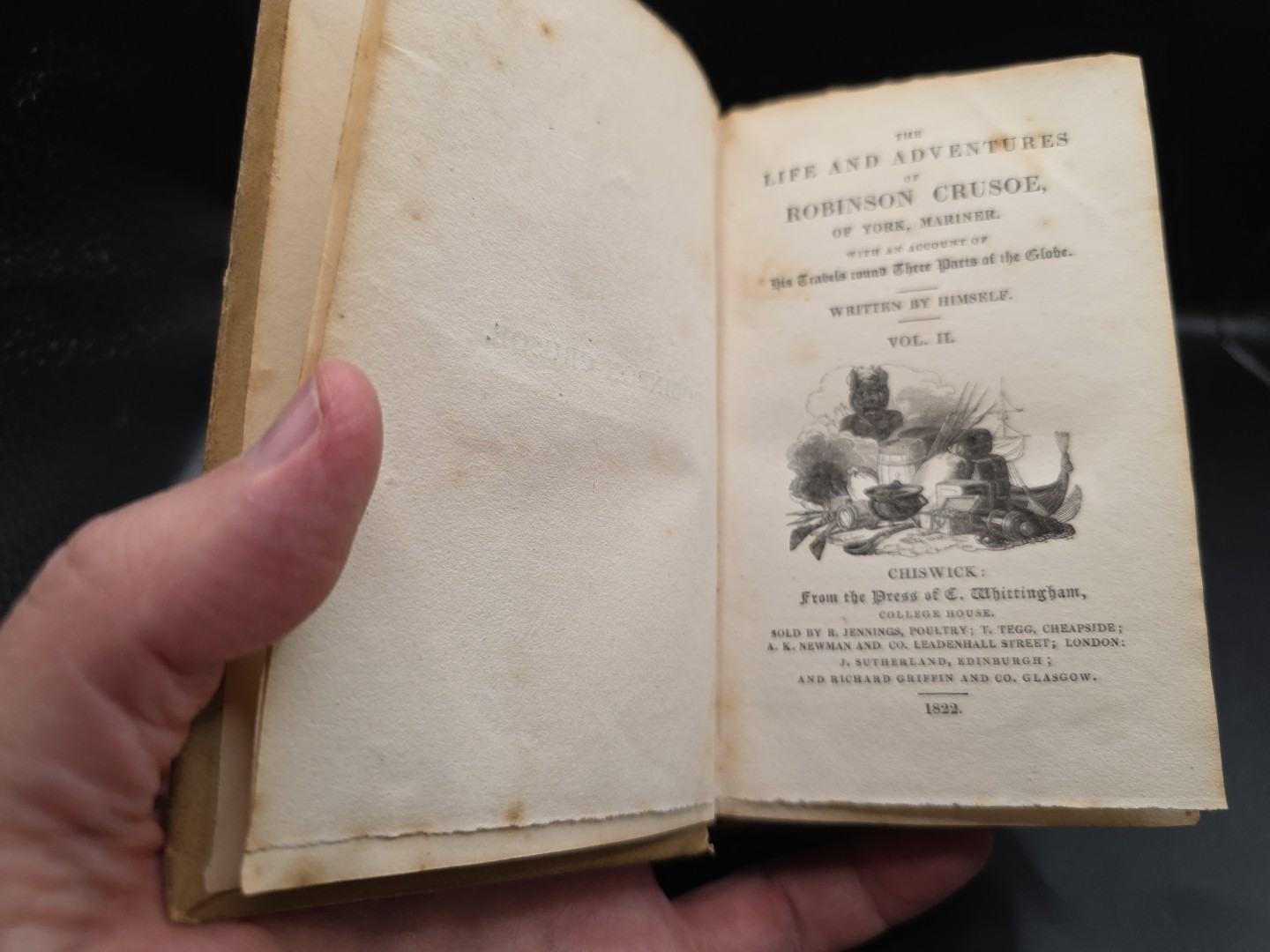 1822 Robinson Crusoe 2 vo. *Original Paper Bindings* Unique Printing