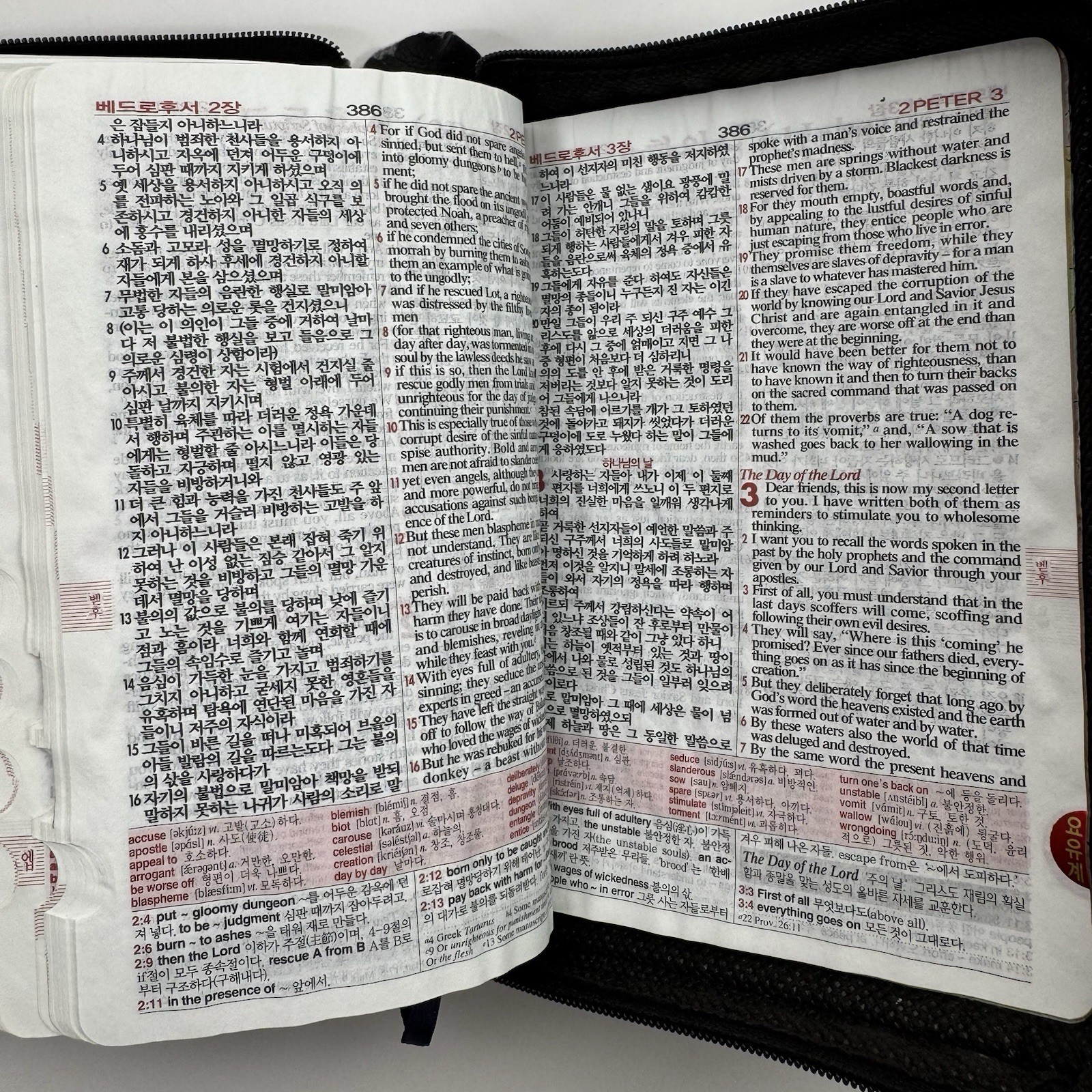 NIV NKRV Korean-English Study Bible Zippered Faux Leather Word of Life Press