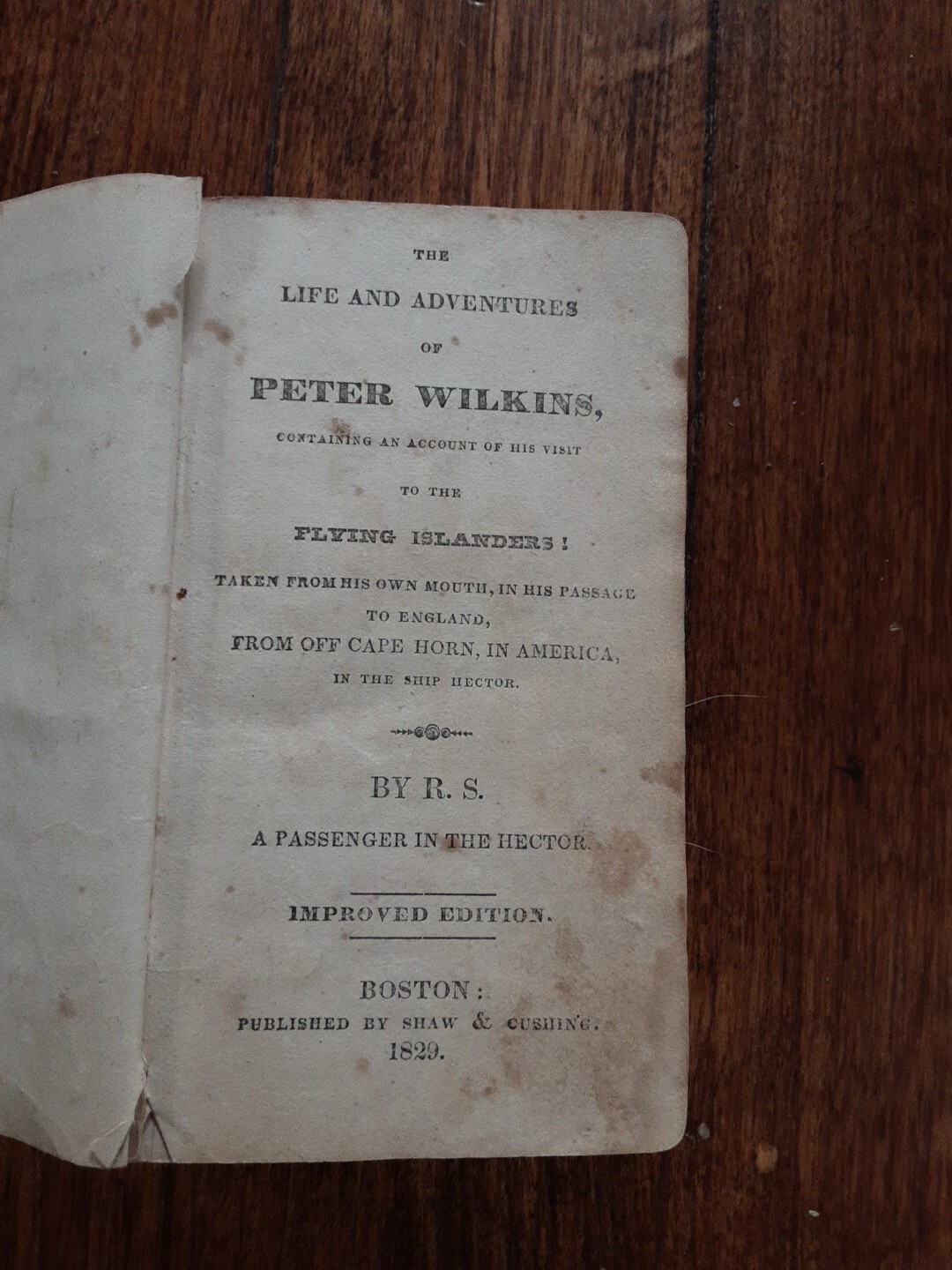 “The Life And Adventures Of Peter Wilkins” Published By Jay Shaw And J.Q.Adams
