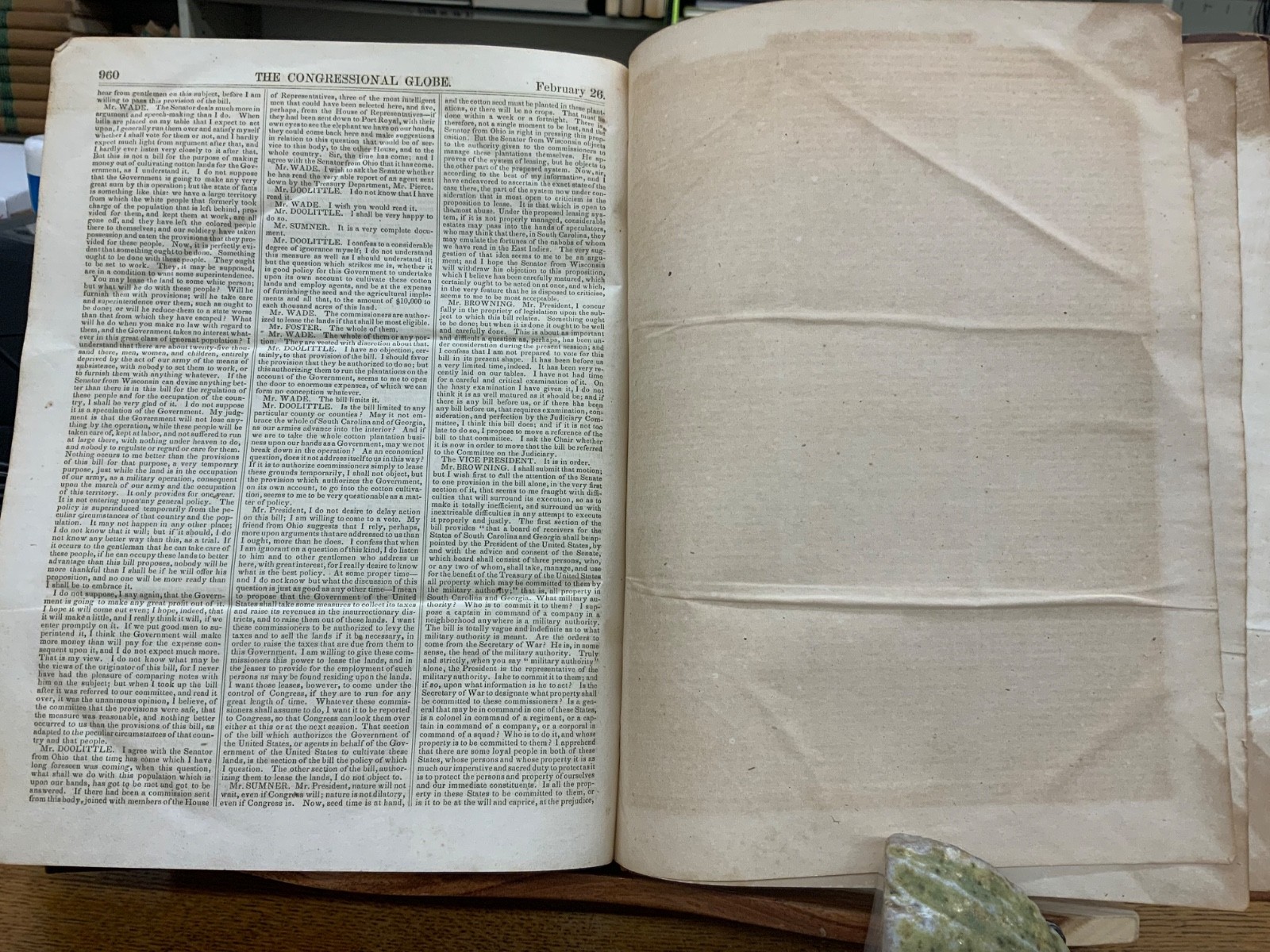 1862 Congressional Globe 37th Congress 2nd Session Morrill Introduction Bill 108