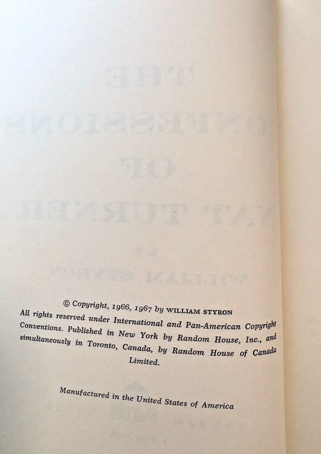 The Confessions Of Nat Turner William Styron VTG 1967 HC 428 pages Random House