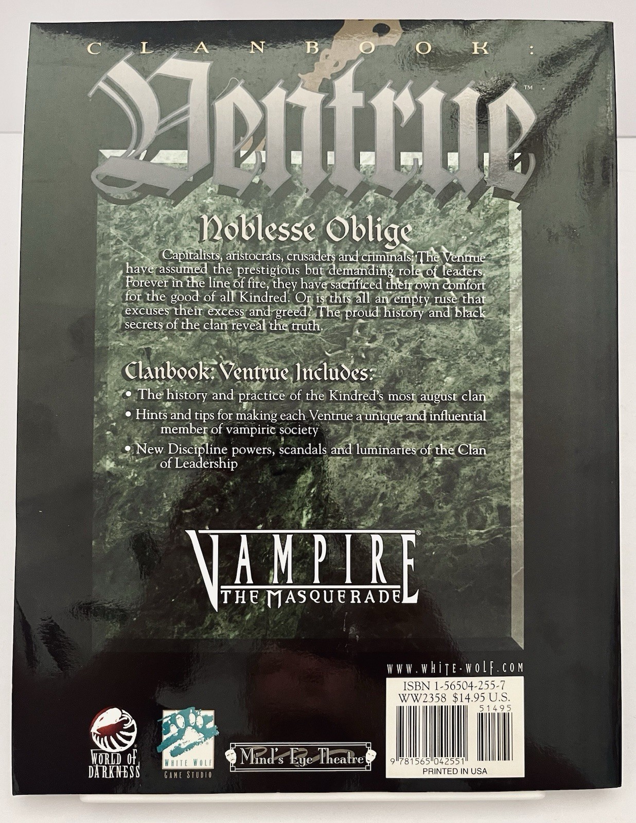 White Wolf WoD Ventrue Clanbook Revised Softcover 2000 WW2358 NM
