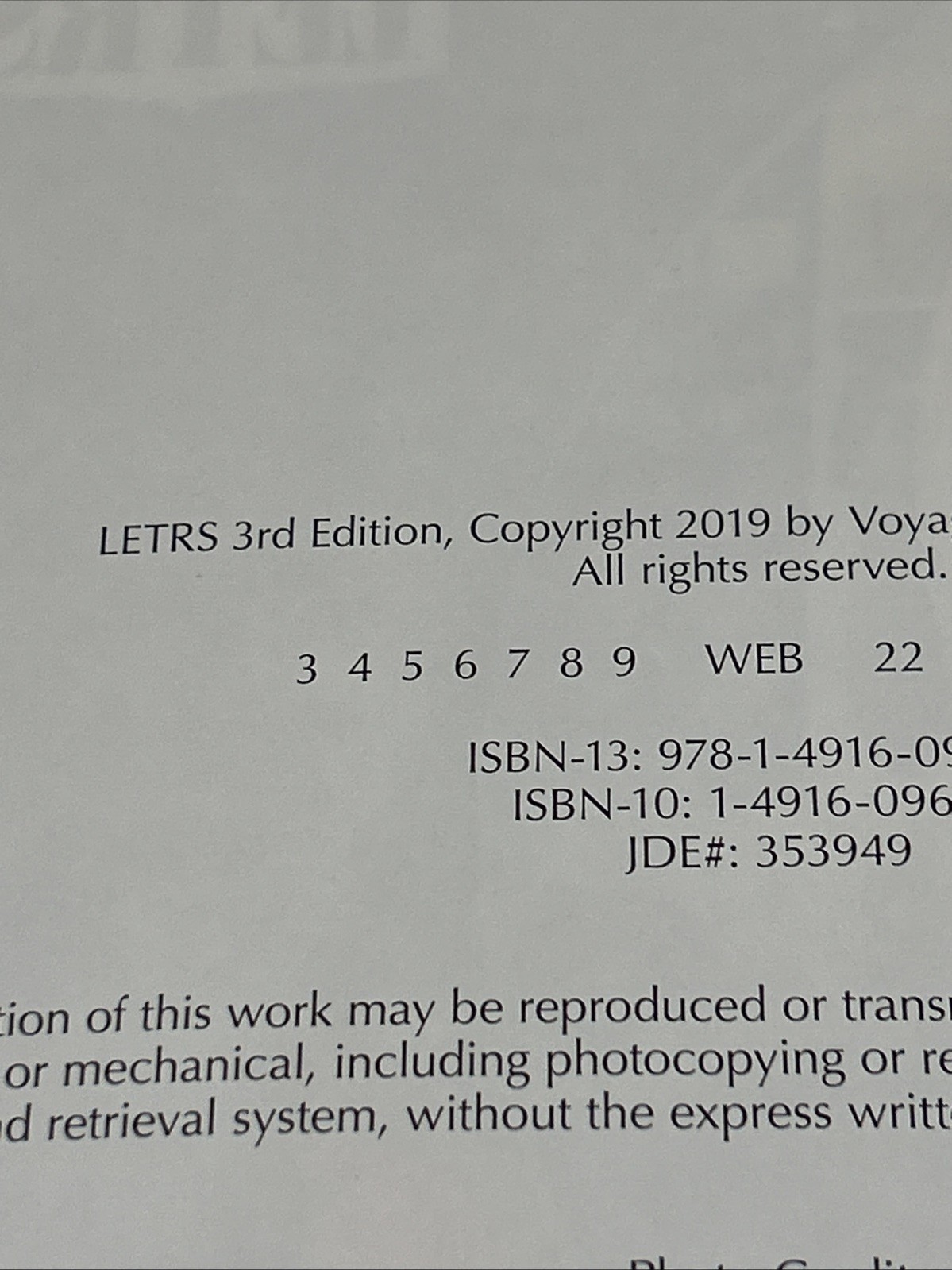 Letrs Volume 1: Units 1-4 by Voyager Sopris