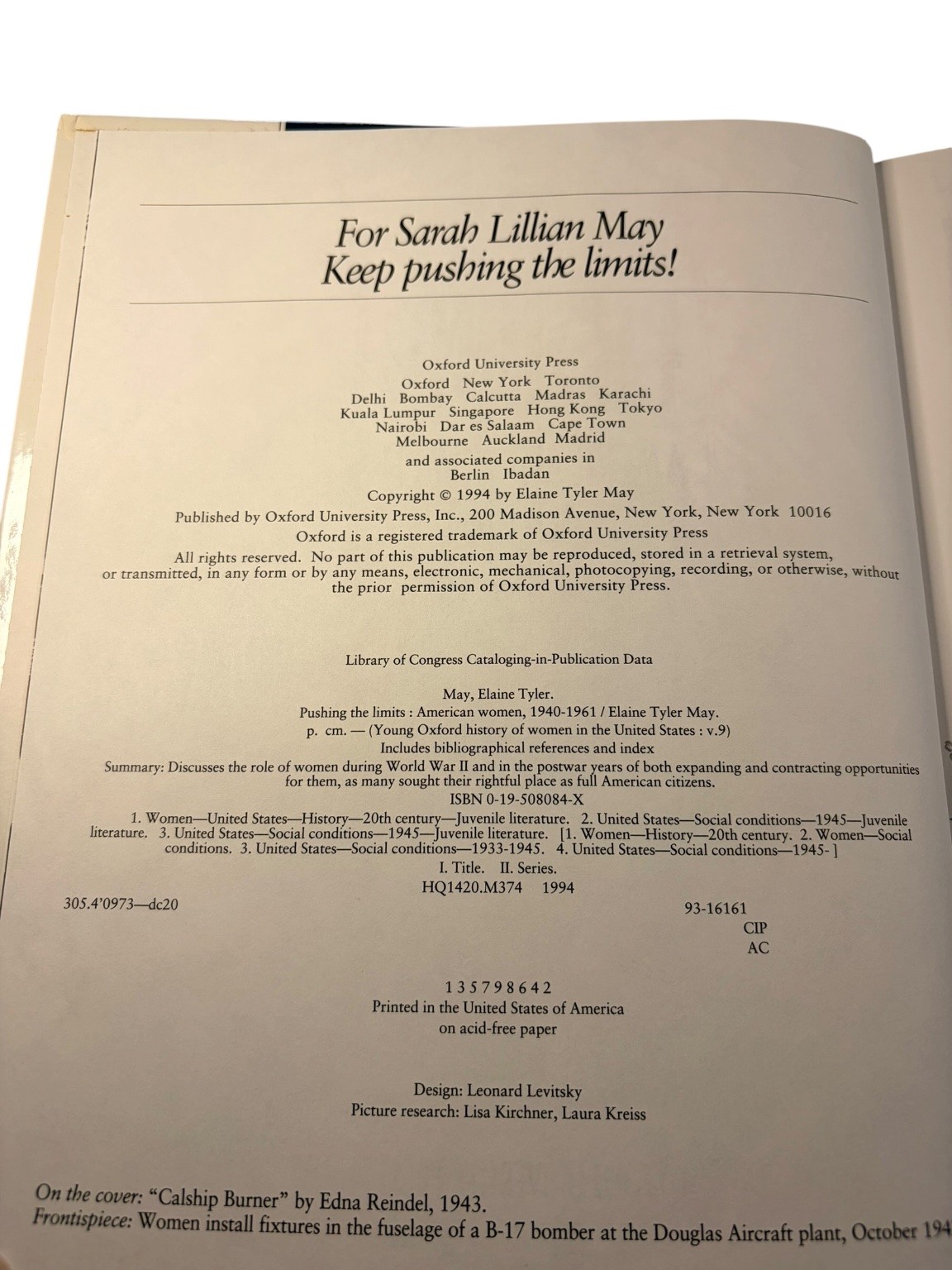 Pushing the Limits American Women 1940-1961 Elaine Tyler May Oxford History