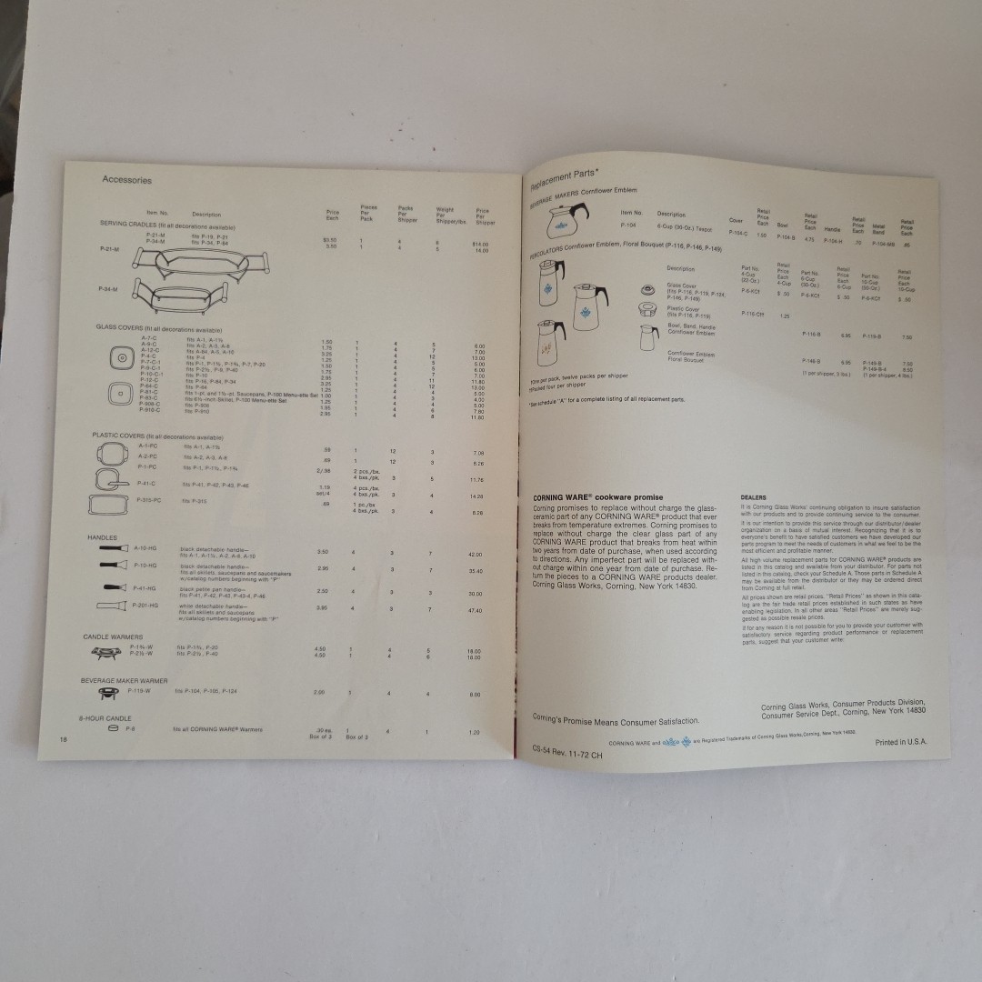 Corning Ware 1973 Sales Catalog Electromatics Lot Spice O’life Cornflower