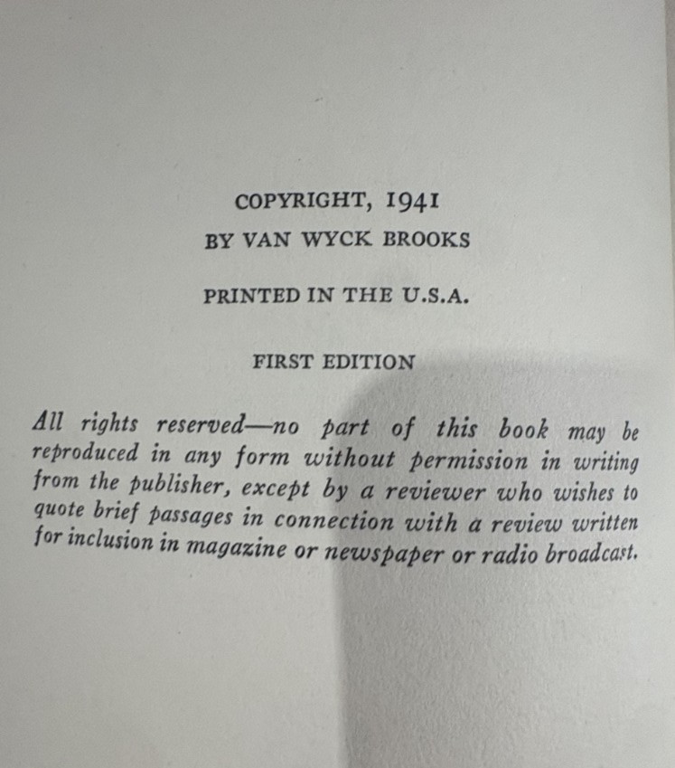 Van Wyck Brooks OPINIONS OF OLIVER ALLSTON E. P. Dutton 1941 1st Edition