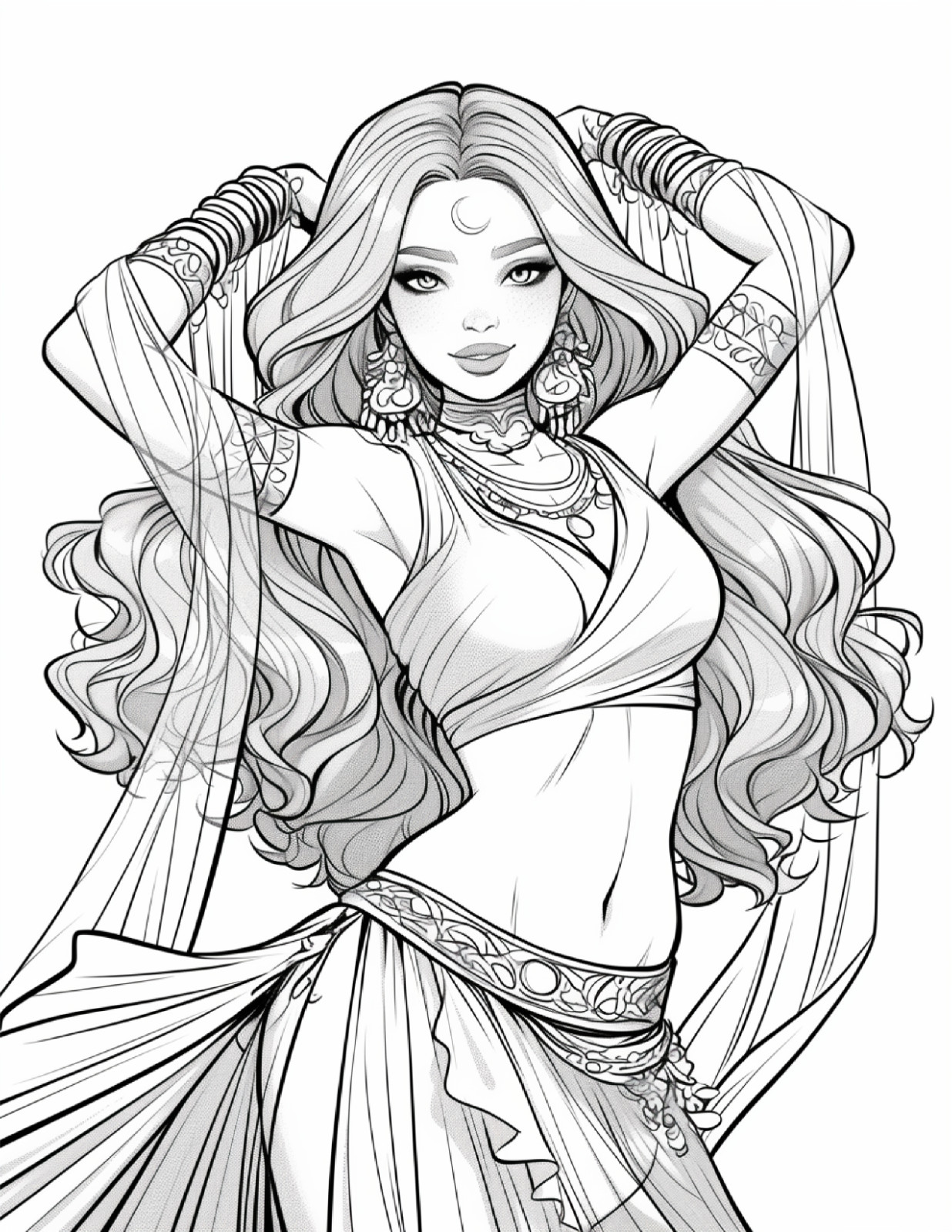Belly Dance girls coloring bookLarge Print Easy Designs Stress Relief Coloring
