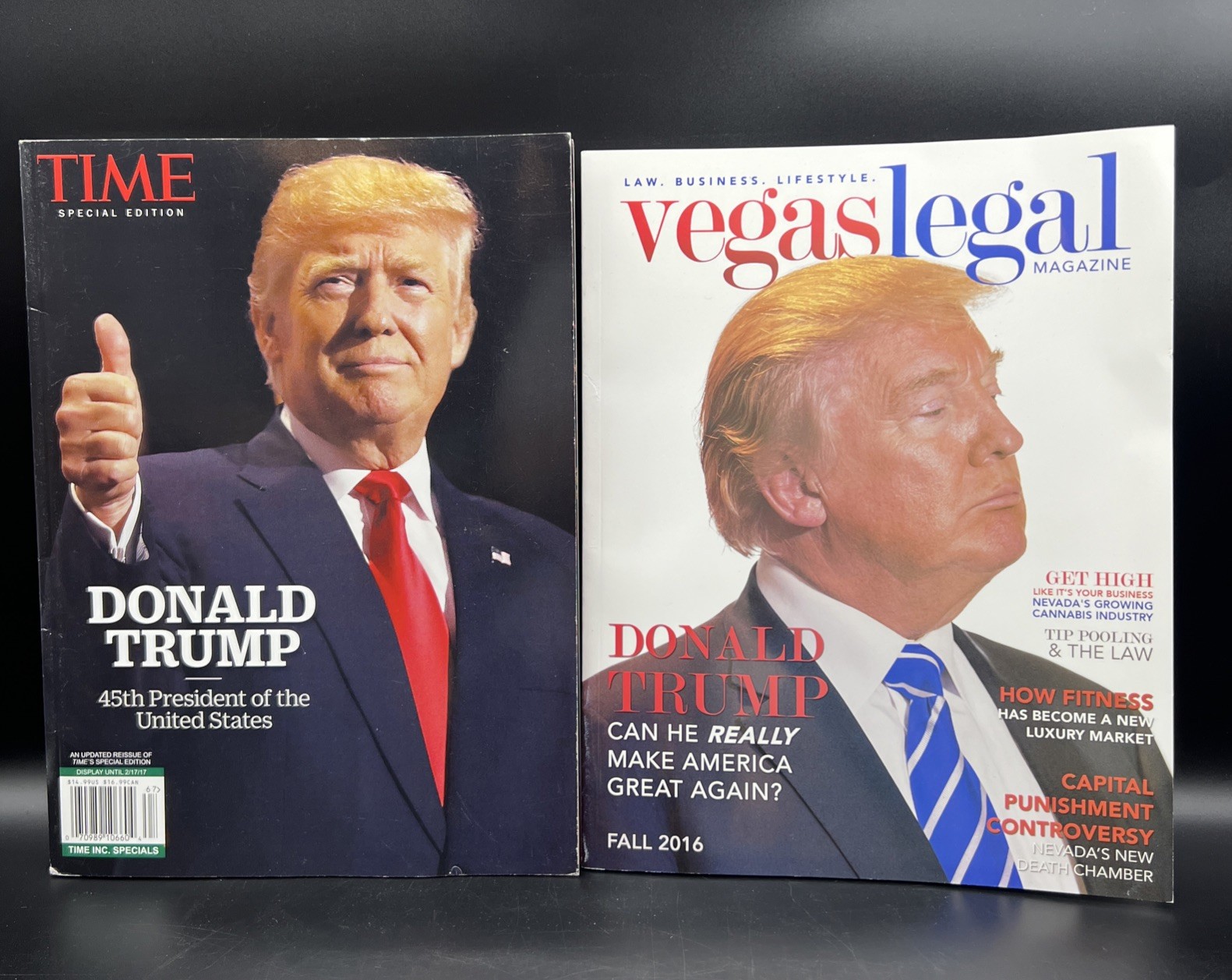 DONALD TRUMP: 45TH PRESIDENT OF THE USA – 2017 Time & Vegas Legal Mag- 2016