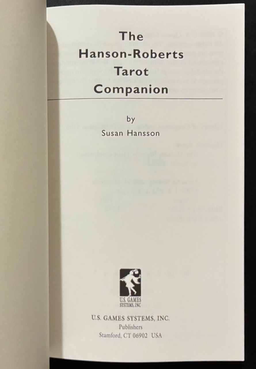 The Hanson-Roberts Tarot Companion By Susan Hansson 1998 Paperback Like N E W