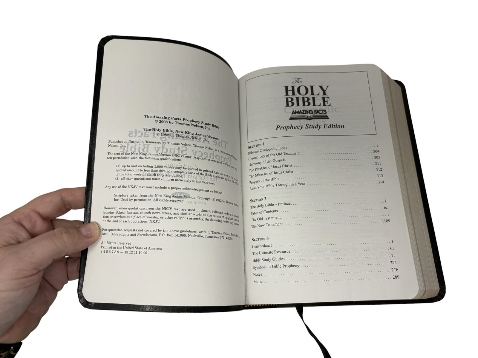 Holy Bible Prophecy Study Edition NKJV New King James Version Black Leather