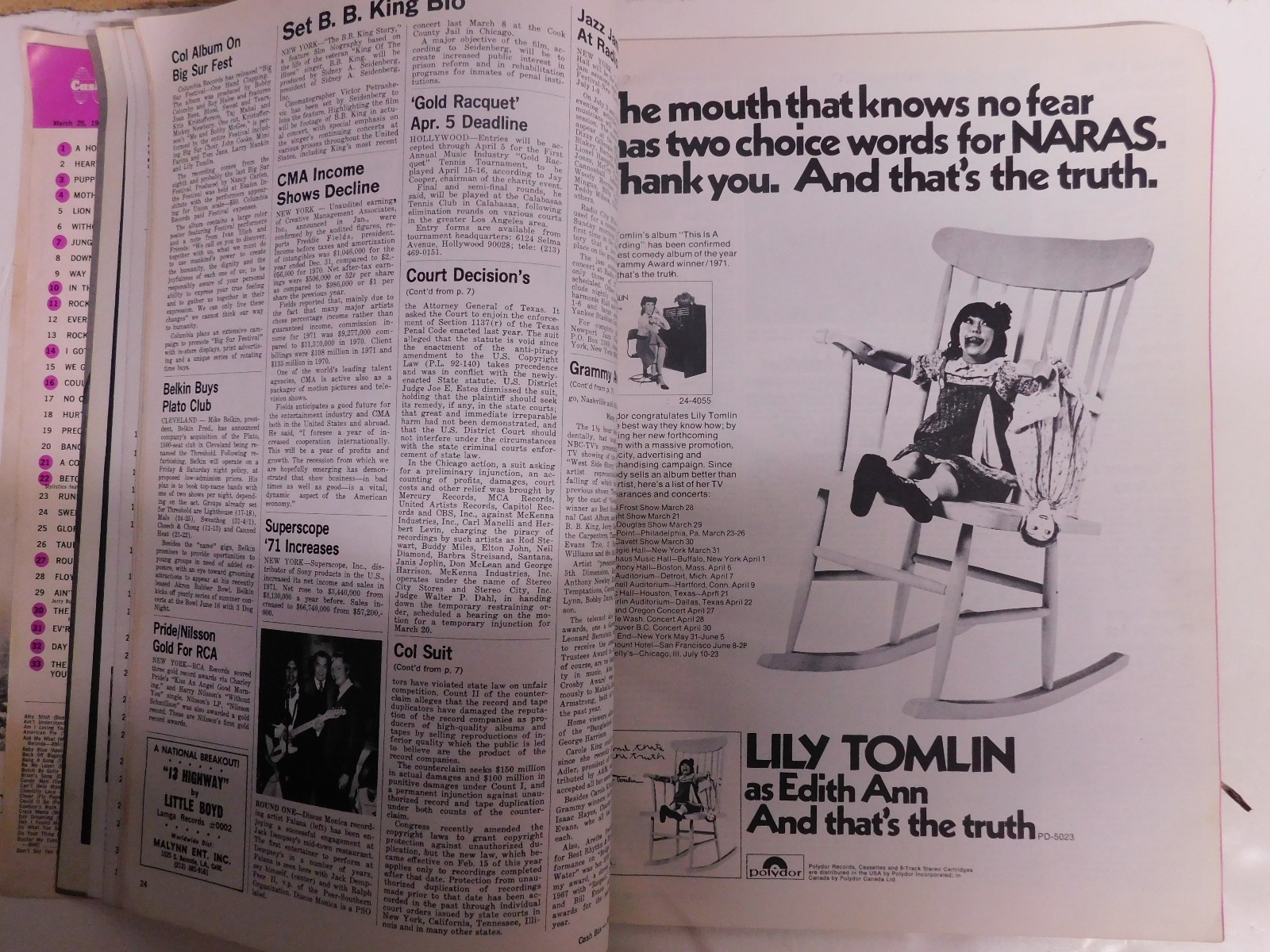 Cash Box Magazine 58 Pages Complete March 25 1972