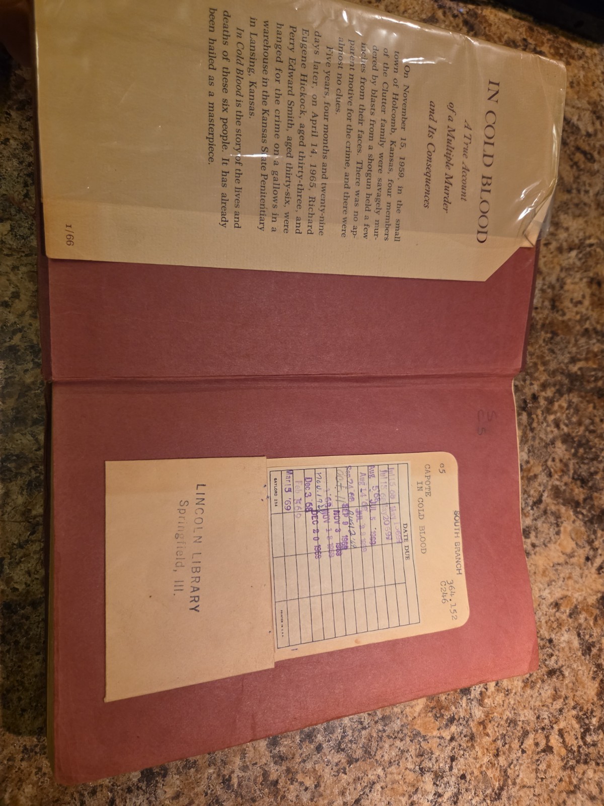 In Cold Blood by Truman Capote 1965 1st Edition/1st Printing Random House HCDJ