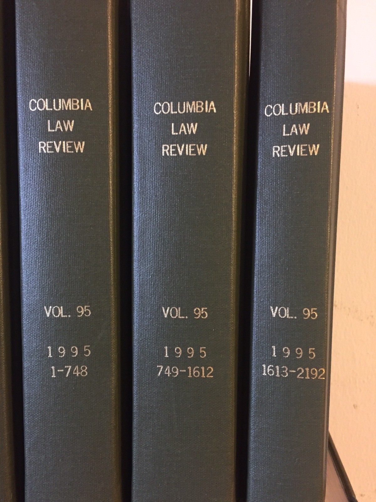 Lot 12 COLUMBIA LAW REVIEW vol 91-95 Years 1990-1995