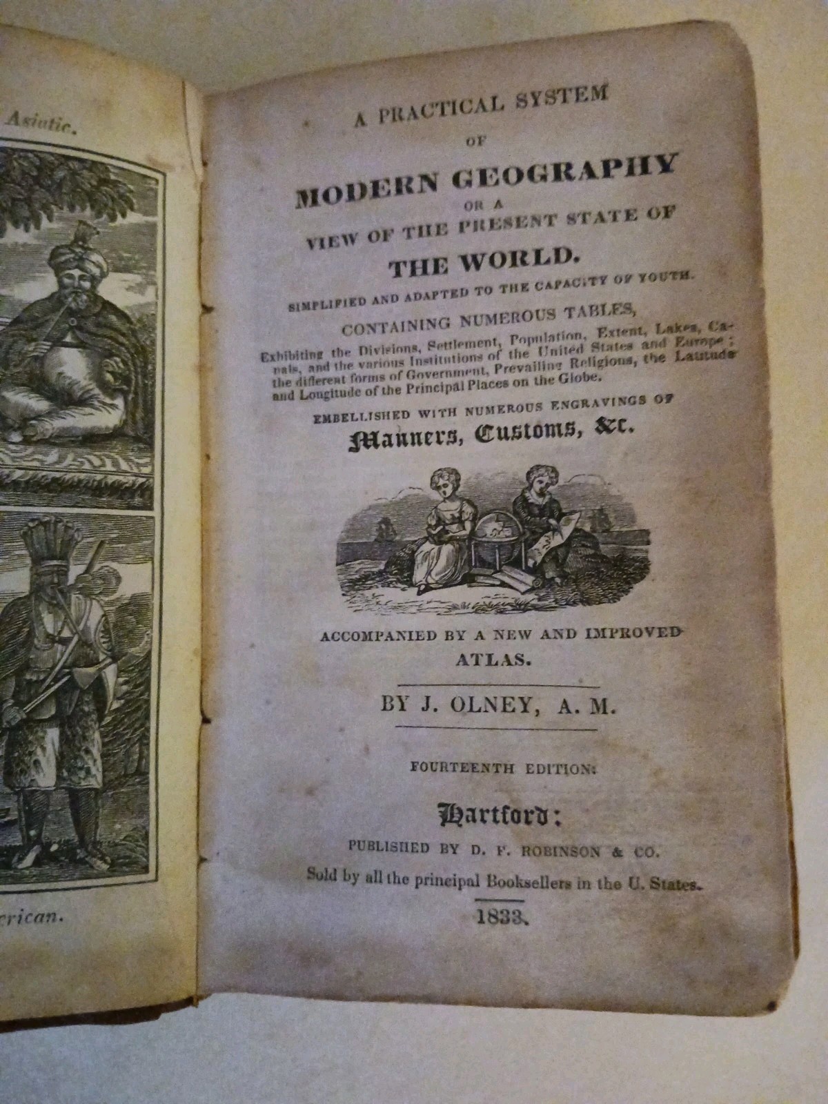 RARE Vintage 1833 HB A Practical System of Modern Geography J. Olney, A.M.