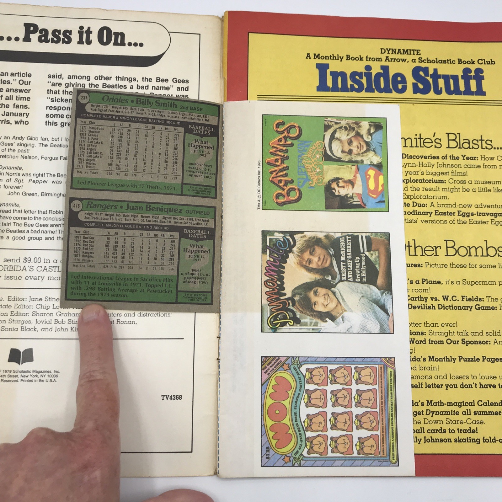 1979 Dynamite Magazine Superman Ice Castles with VTG uncut Topps Baseball Cards