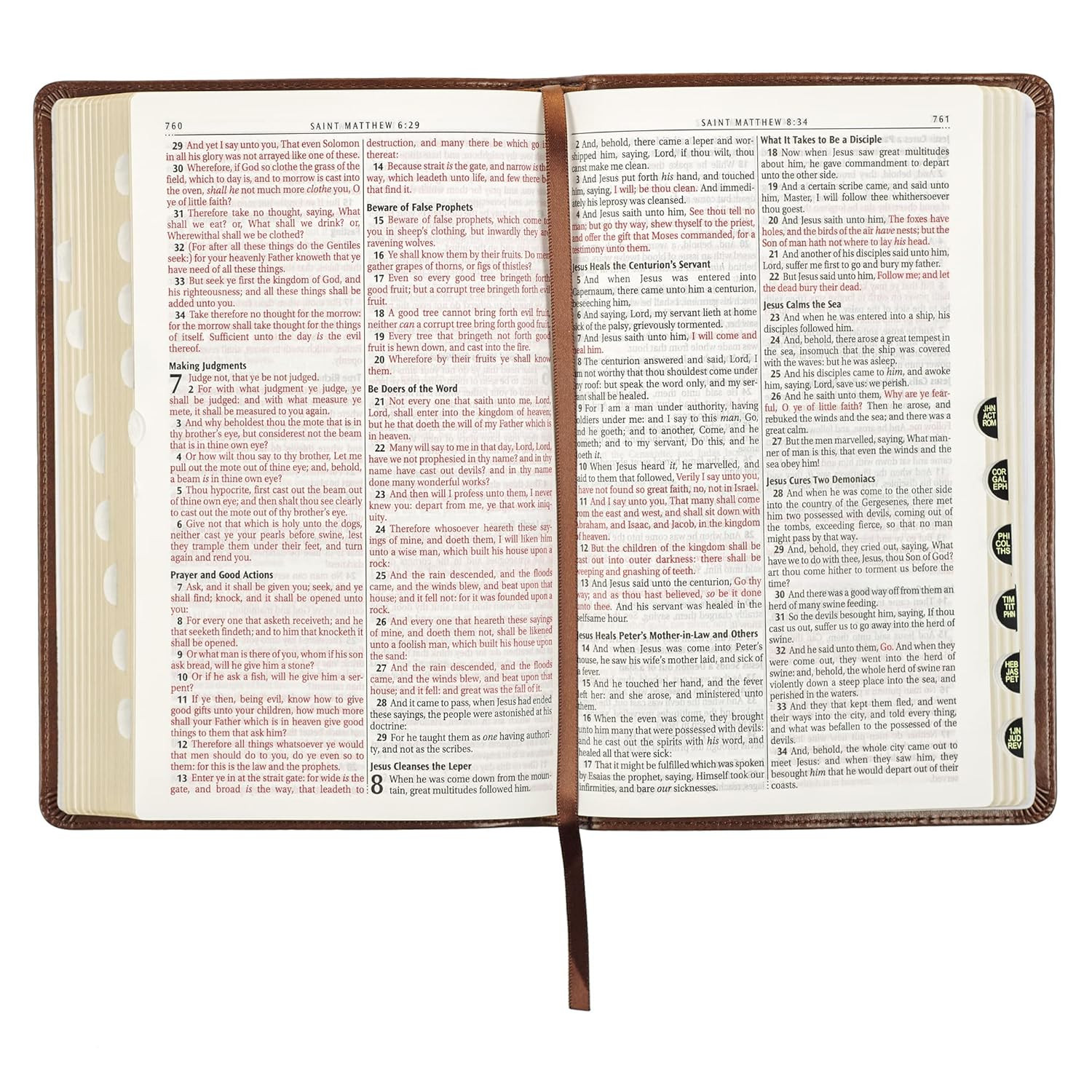 KJV Holy Bible, Standard Size Faux Leather Red Letter Edition Thumb Index & Ribb
