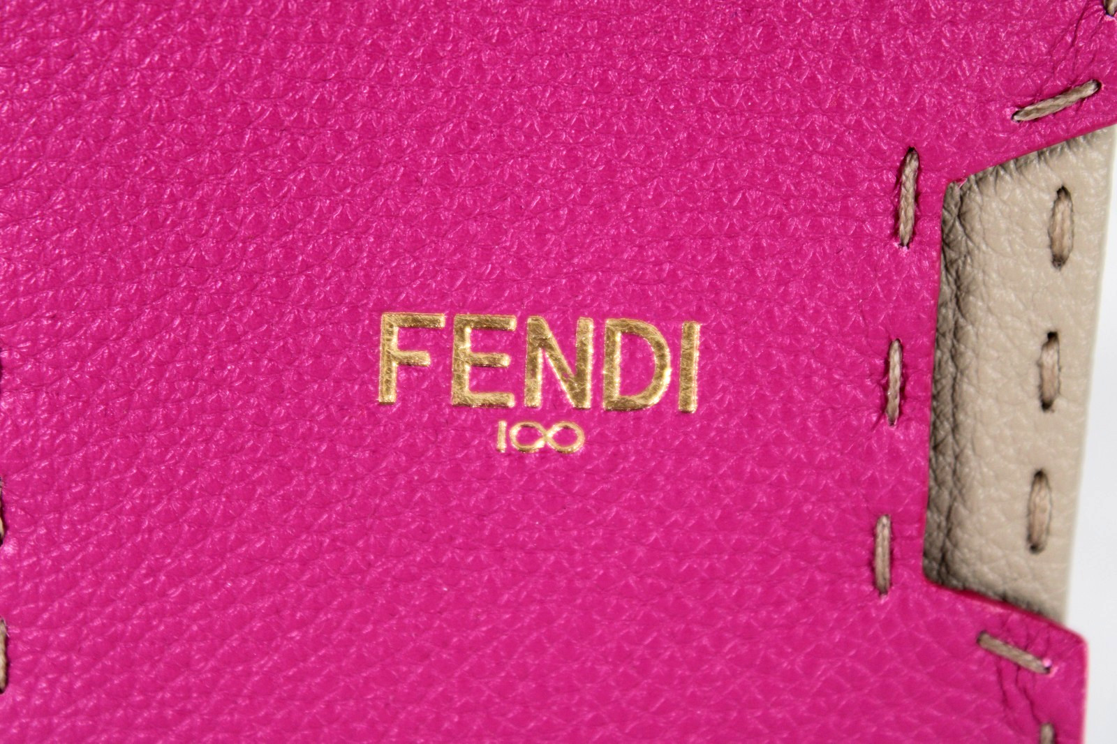 FENDI Pink & Beige Pebbled Leather 100-YEAR ANNIVERSARY Mini Photo Album Book