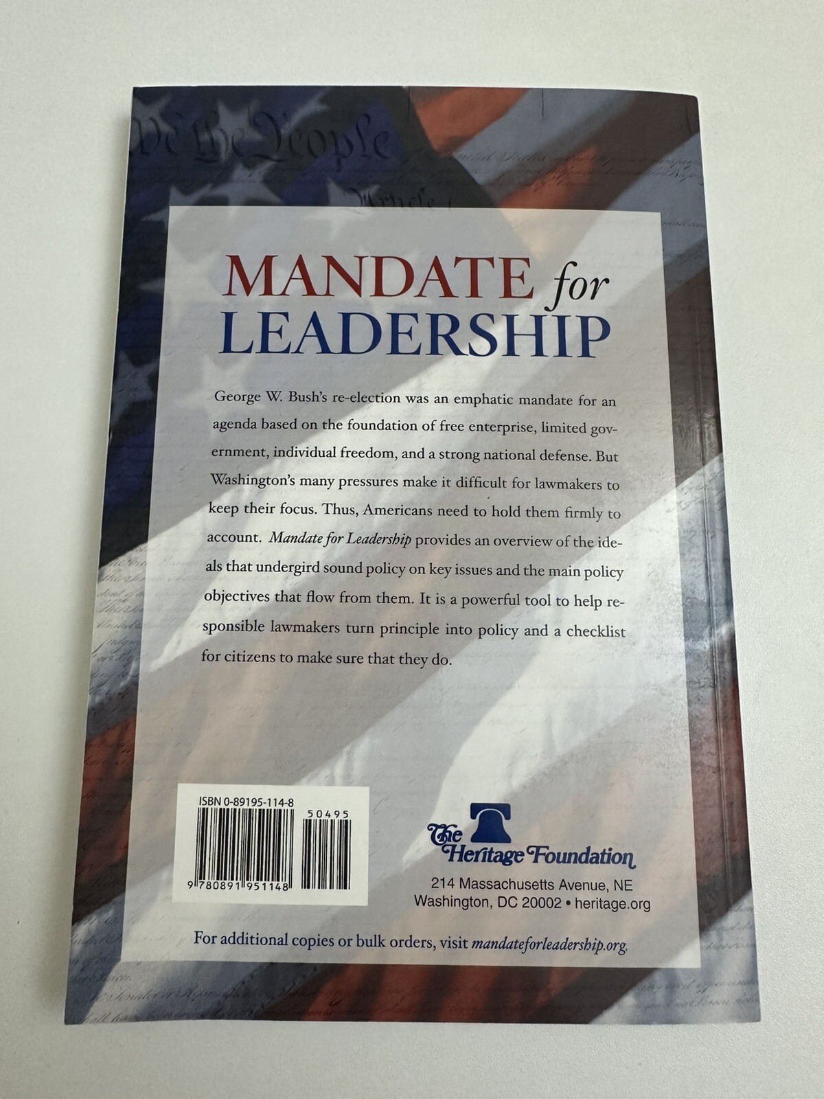 Mandate for Leadership By The Heritage Foundation – PB – 2005