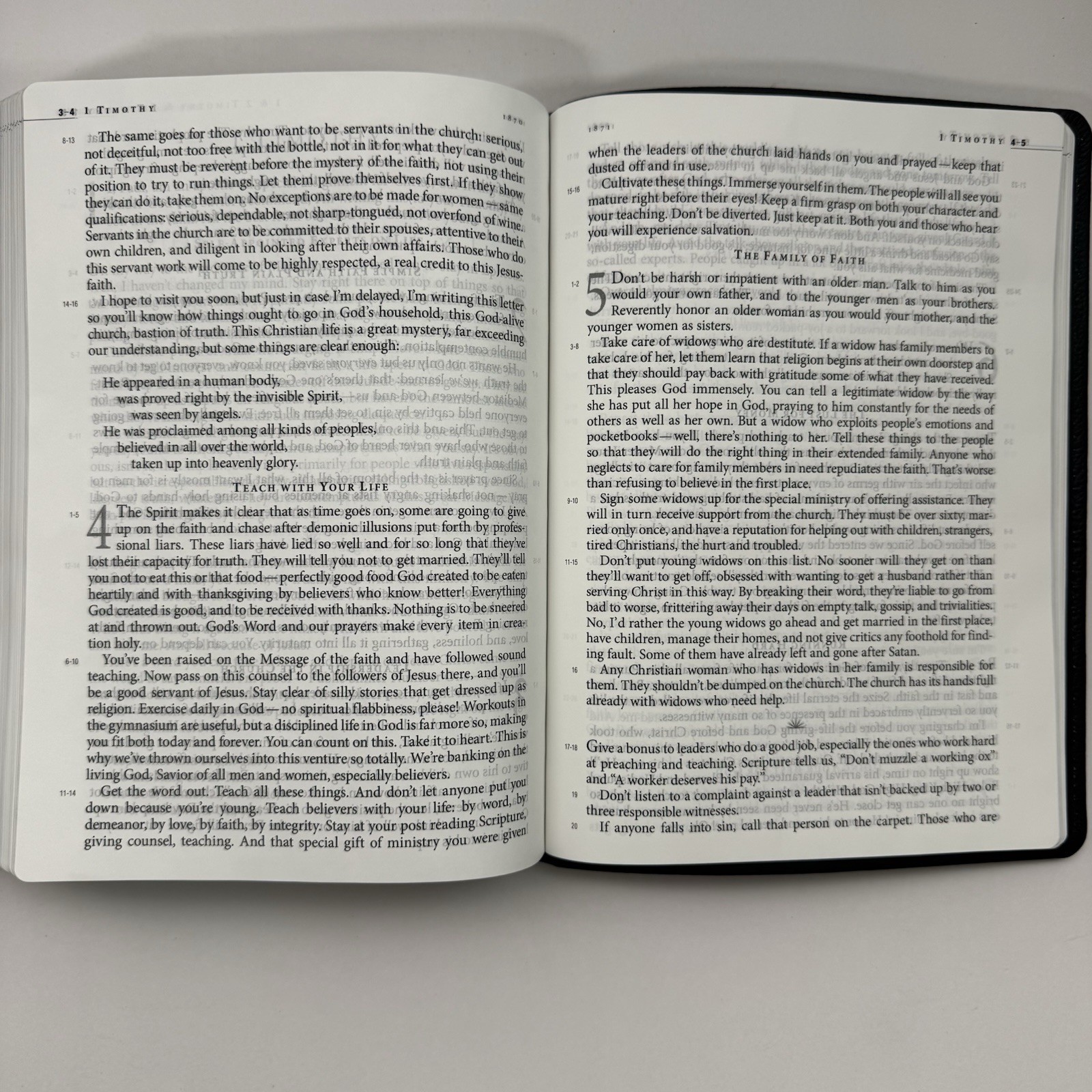 The Message Large Print Genuine Black Leather Bible Eugene H. Peterson w/ Box