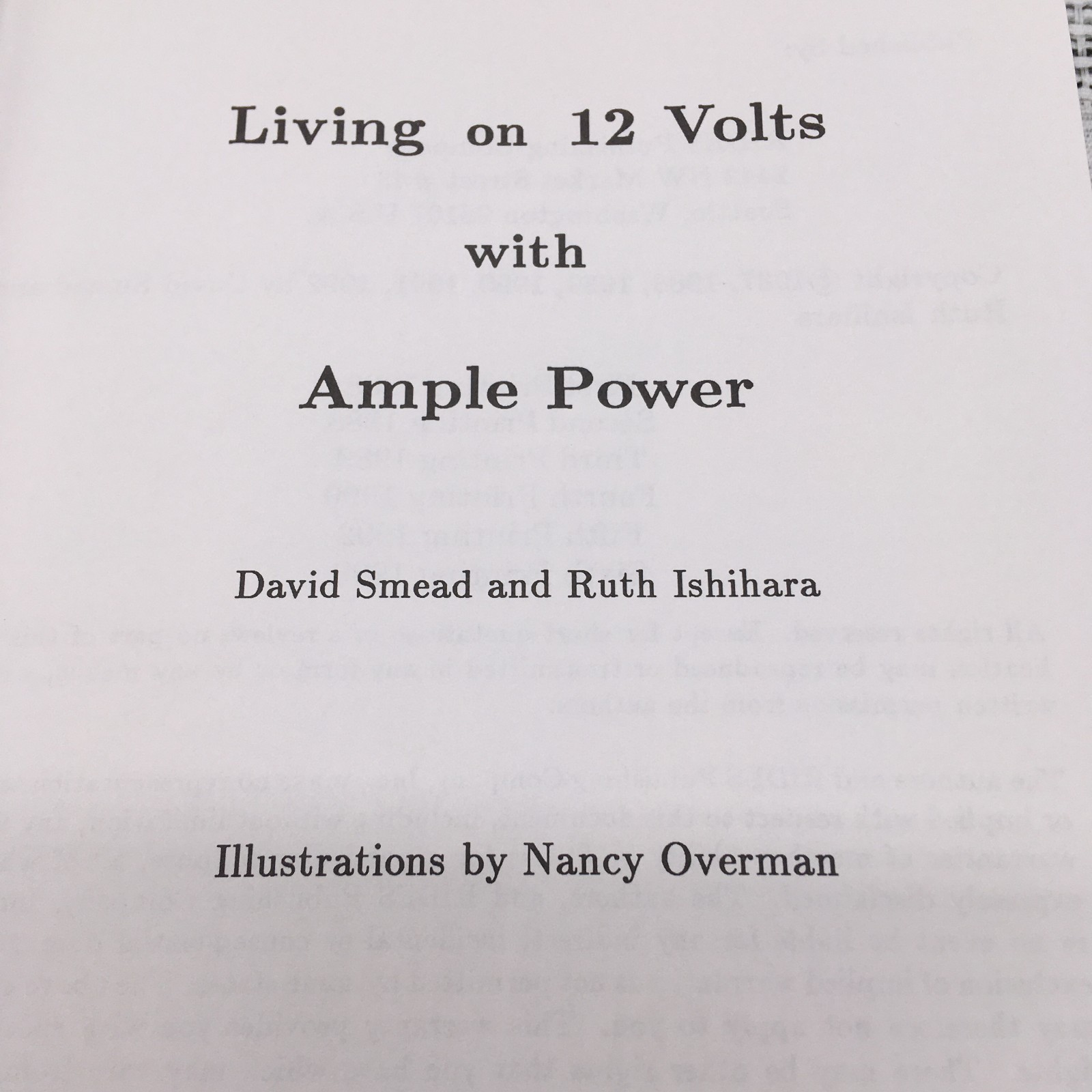 Living on 12 Volts With Ample Power Paperback by Smead & Ishihara 6th Printing