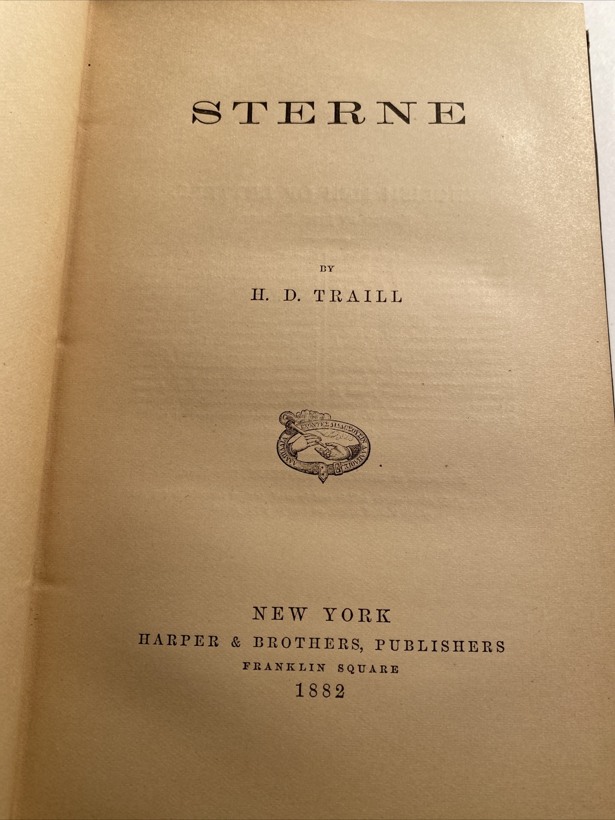 Antique Book 1882 Sterne by H.D. Traill Harper and Bros. abi