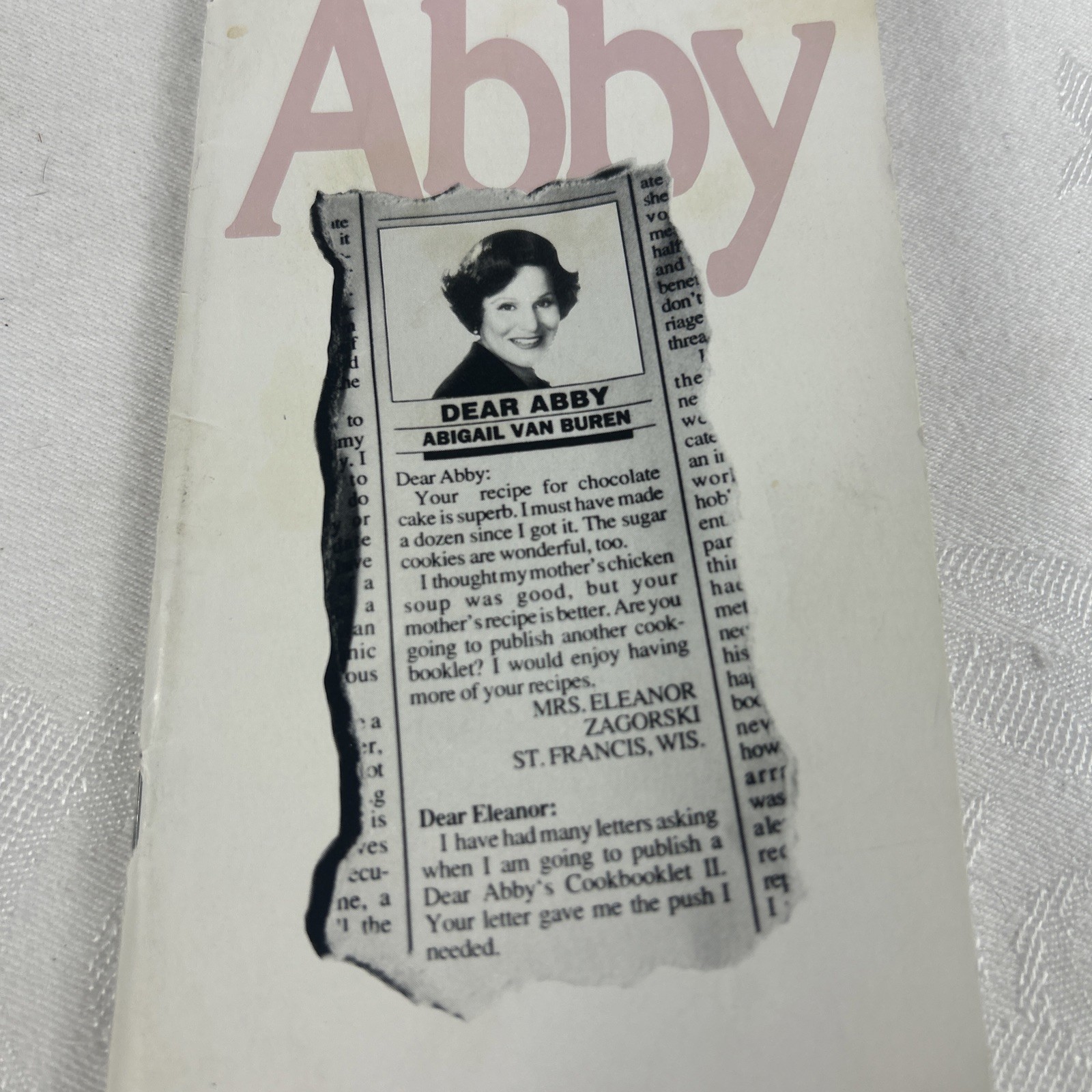 More Favorite Recipes by Dear Abby, 1990 Scarce Columnist’s Booklet 58 Pages