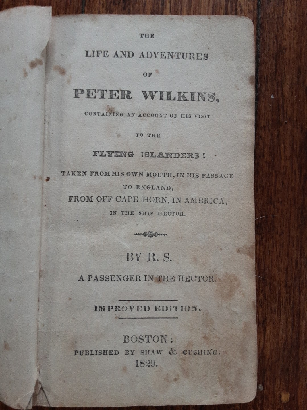 “The Life And Adventures Of Peter Wilkins” Published By Jay Shaw And J.Q.Adams