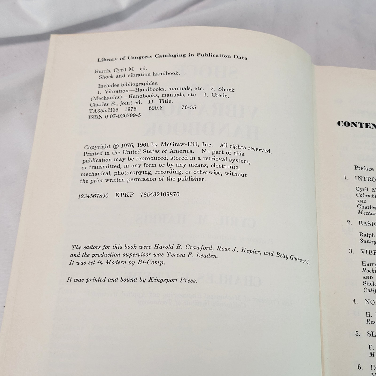 Shock and Vibration Handbook Harris & Crede 2nd Edition 1976 Engineering HC