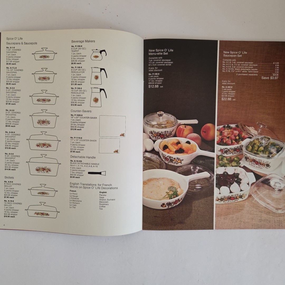 Corning Ware 1973 Sales Catalog Electromatics Lot Spice O’life Cornflower