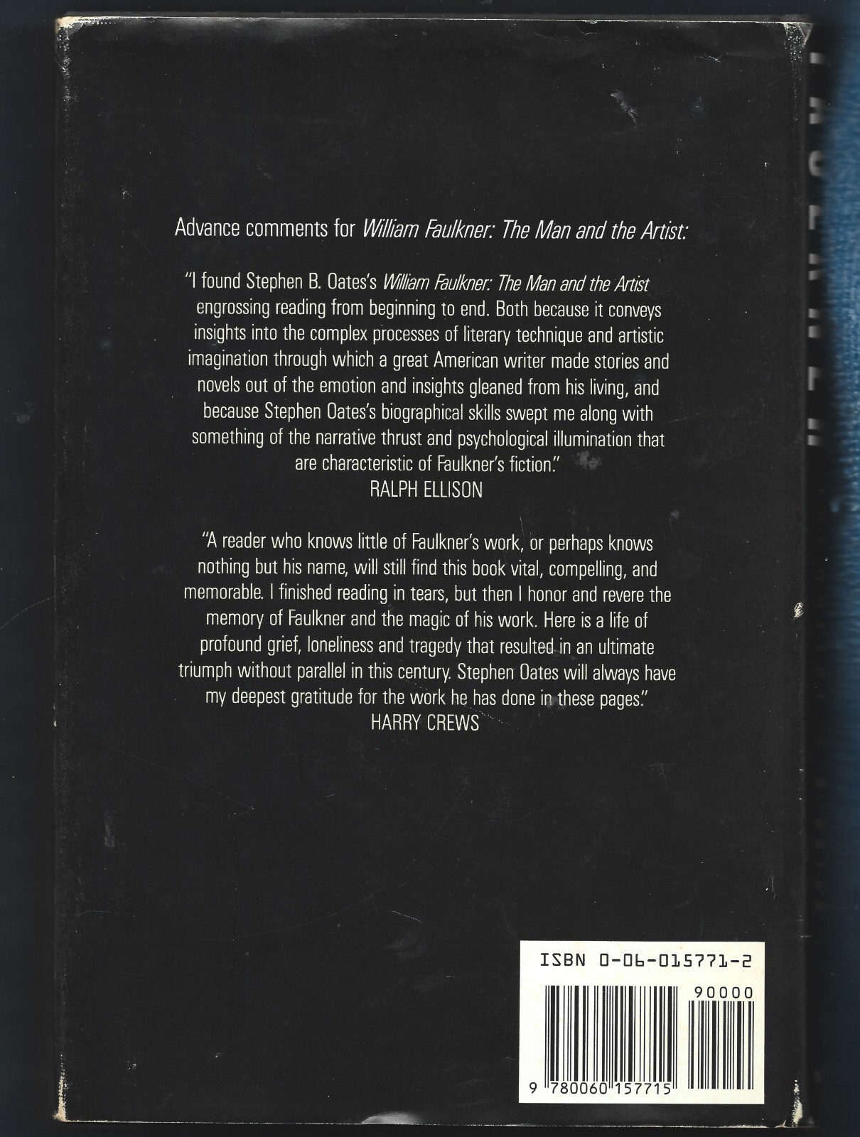 William Faulkner-The Man & Artist HB w/dj-1987-Stephen B. Oates-364 pages-1st Ed