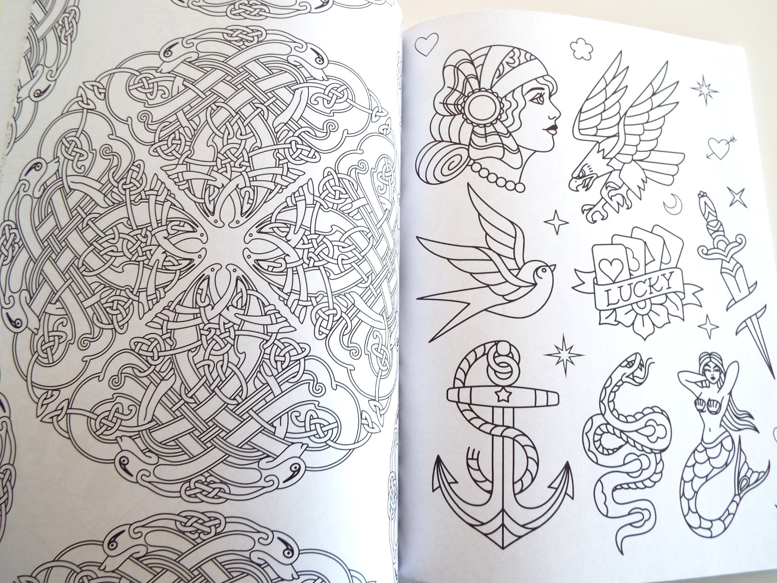 Tattoo Design Coloring Book ~ variety of Images ~ Mindful Coloring 49 pages NEW
