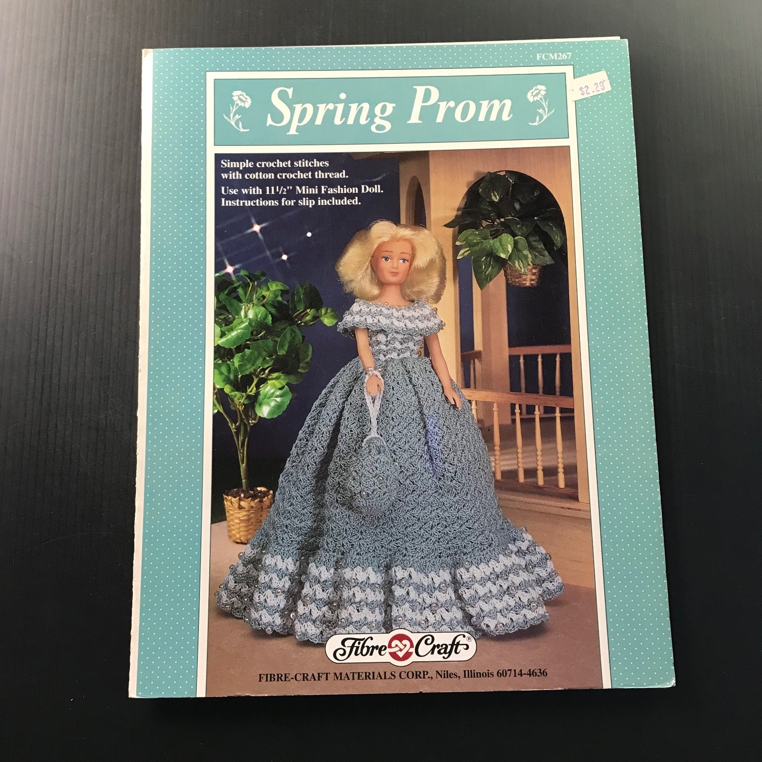 Spring Prom Crochet Pattern Book Fibre-Craft FCM267 Doll Gown 1980
