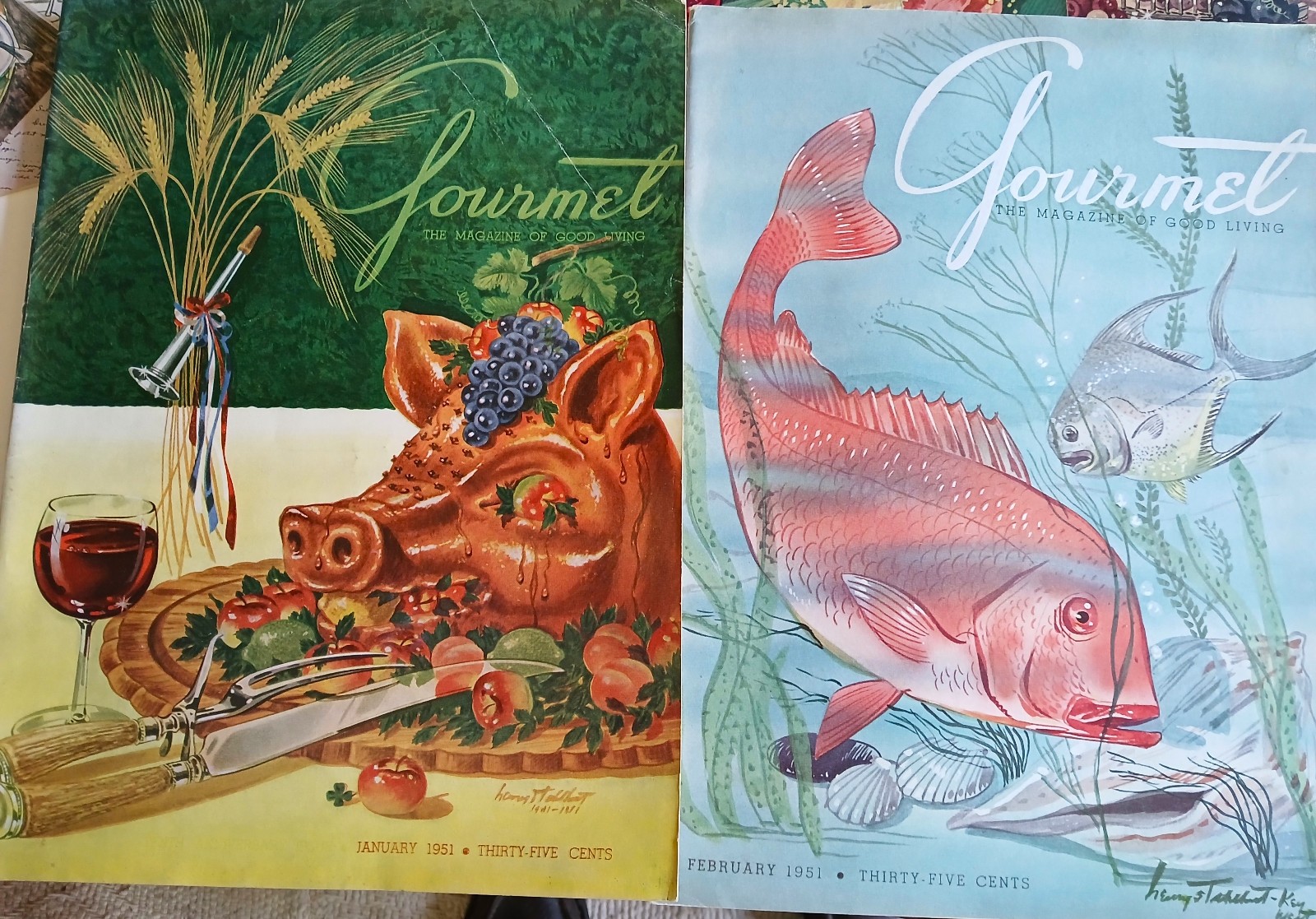 Gourmet Magazine 1951 11 issues incl Dec – full of Vintage liquor advertising