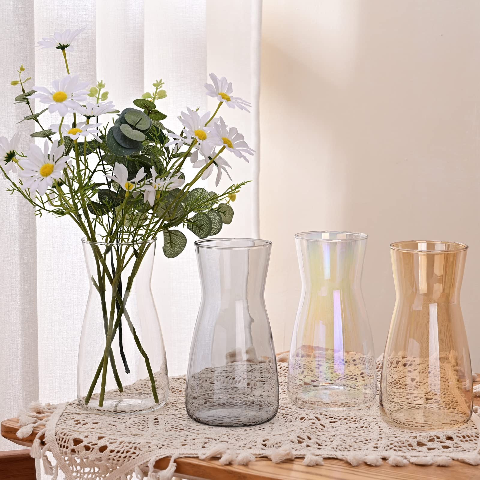 8 inch Iridescent Glass Flower Vases for 8 inches (Height),