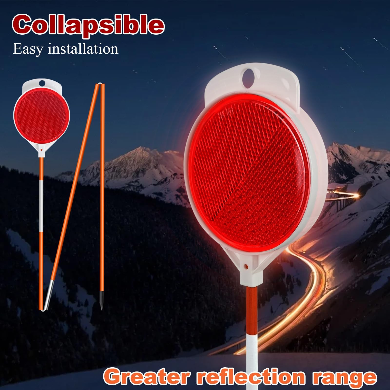 10Pcs Reflective Driveway Markers 48in Reflective for Driveway on Poles Orange