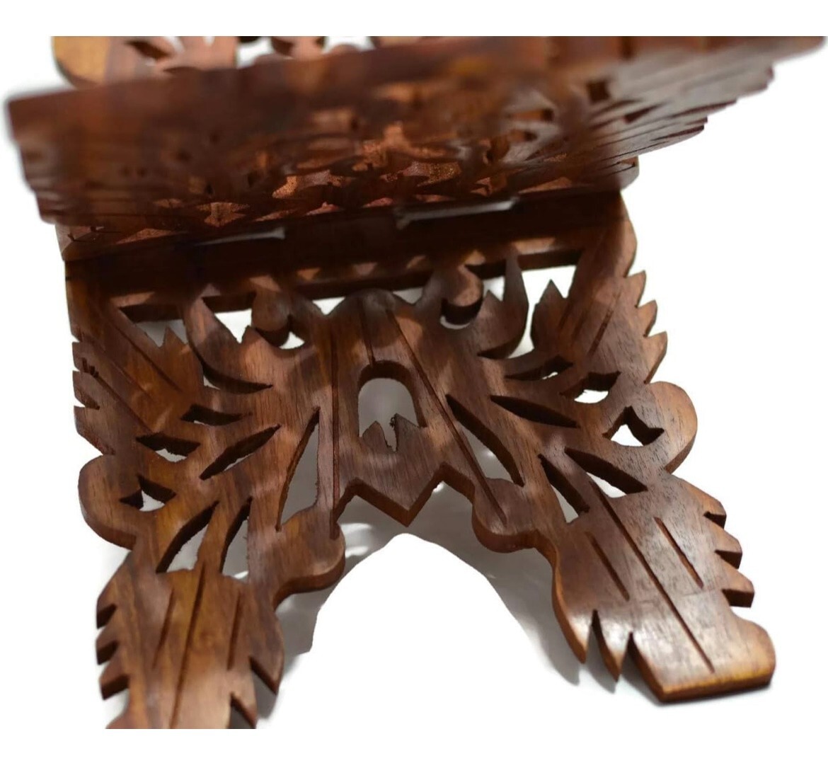 Holybook Holder Stand Unique Holidays Gift Rihal Rehal Rail Wooden Carved 15″x7″
