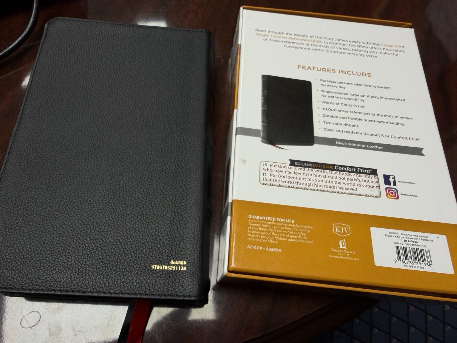 KJV Personal Size LARGE PRINT Reference Bible~Retails $110~Gen. Bk Leather *1138