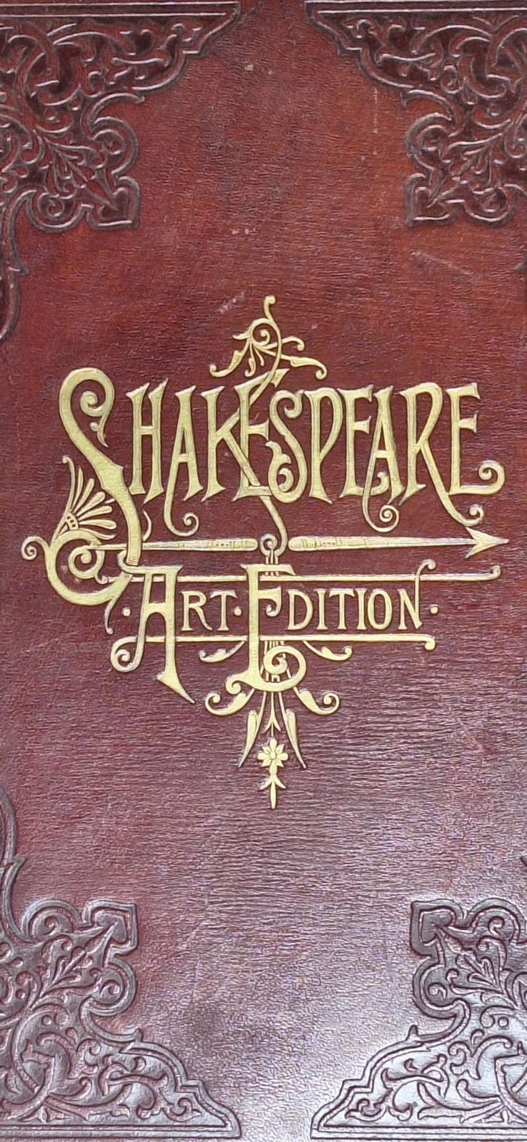 Antique Shakespeare Art Edition 1889 Decorative Debossed Gold Gilt Cover, Edges