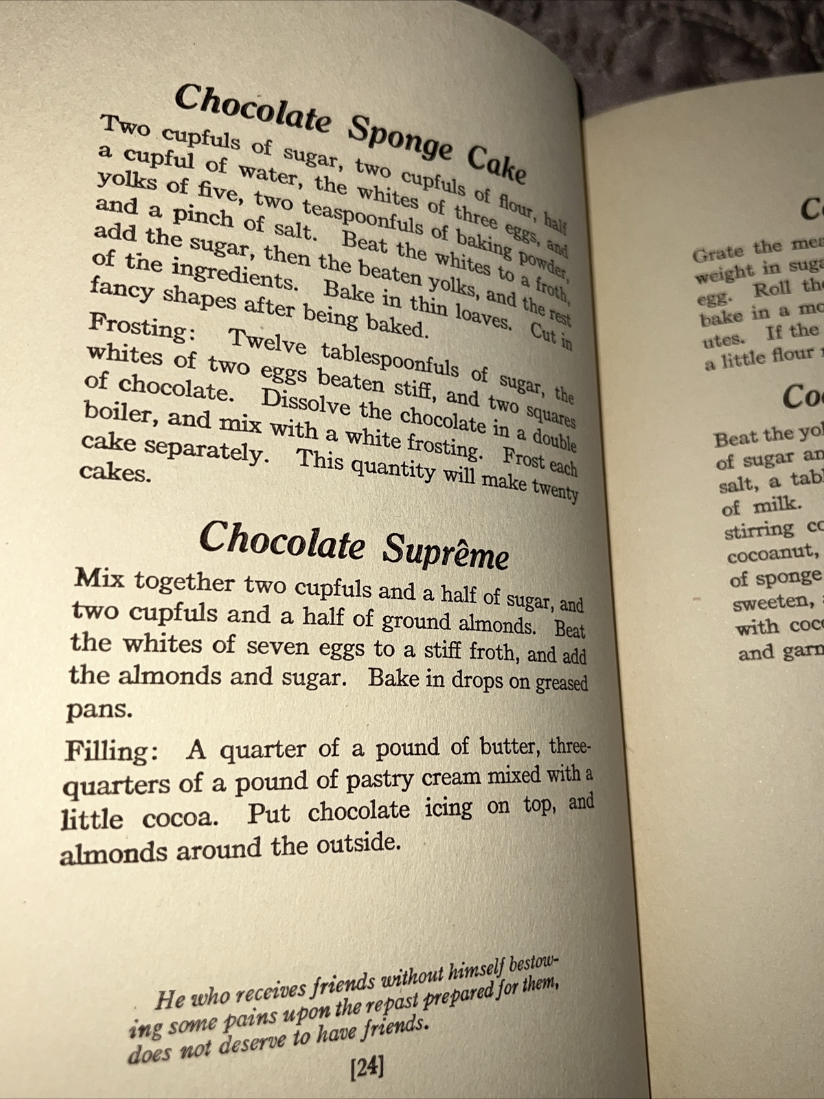 DESSERTS Olive M Hulse- 4th Edition- 1916 Victorian Cookbook Chicago USA