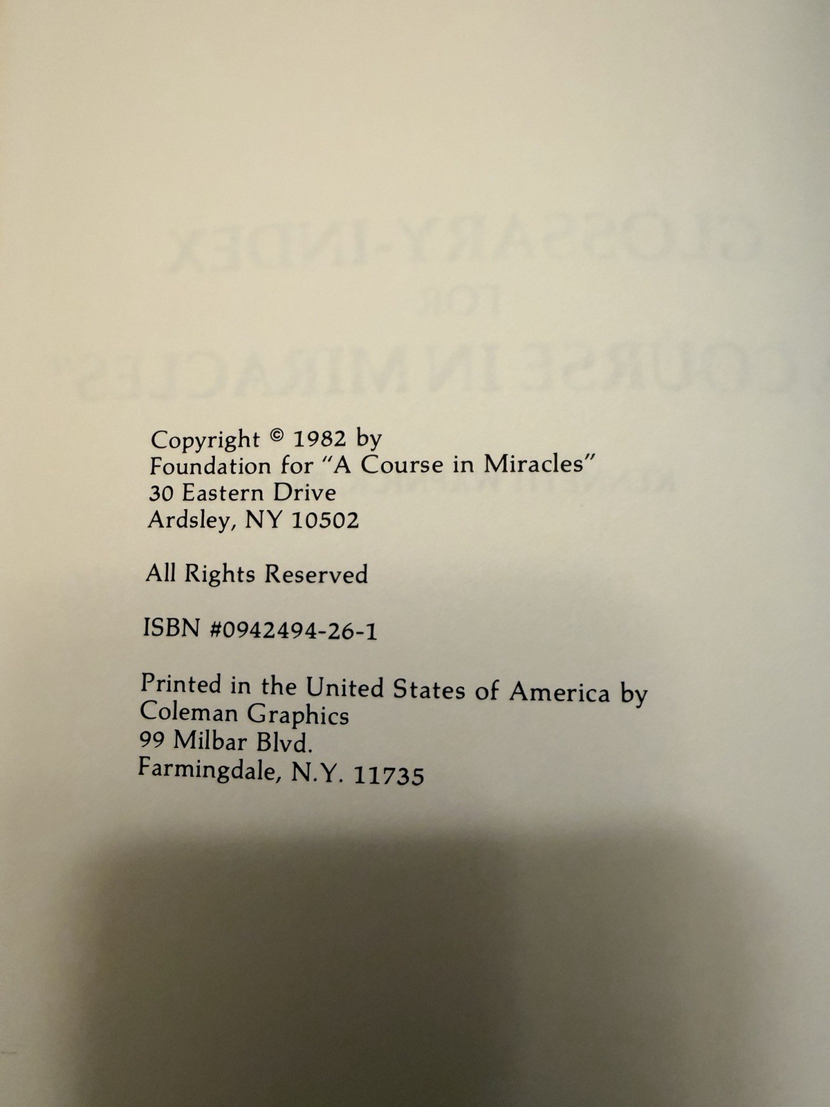 A Course in Miracles 5 Book Lot Hardcover Text Workbook Manual Glossary Index
