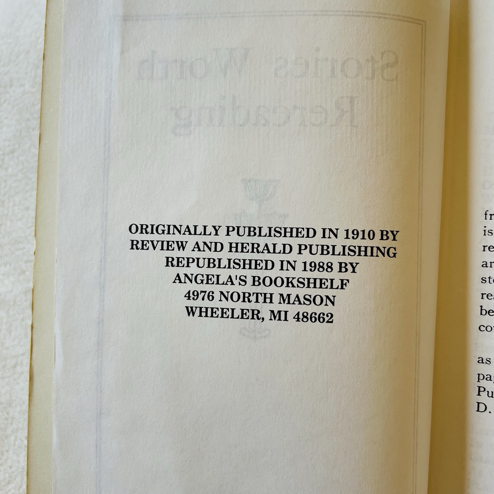 Stories Worth Rereading AB Publishing 1910 Preowned Free Shipping