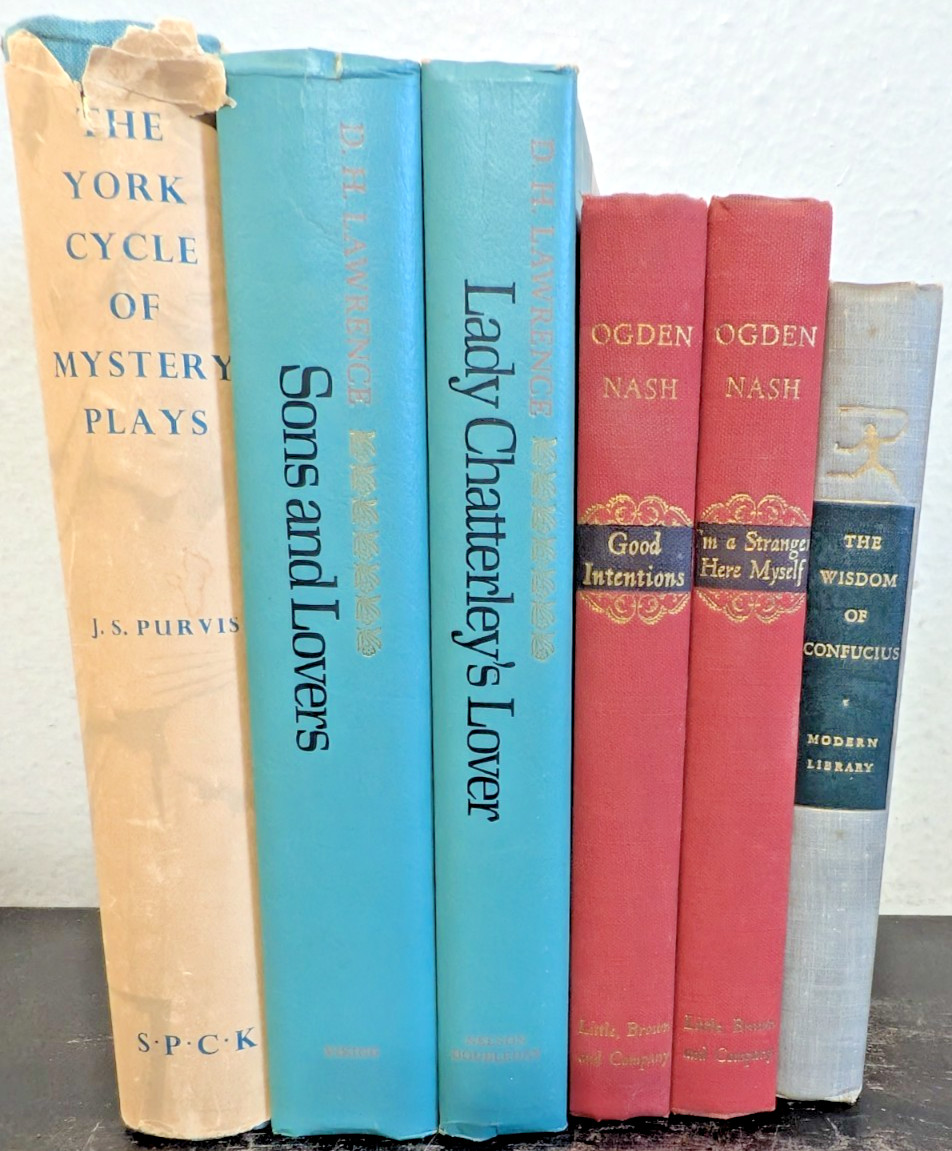 6 Book Lot Antique Vintage Hardcover Mid Century Shelf Home Decor Staging Set