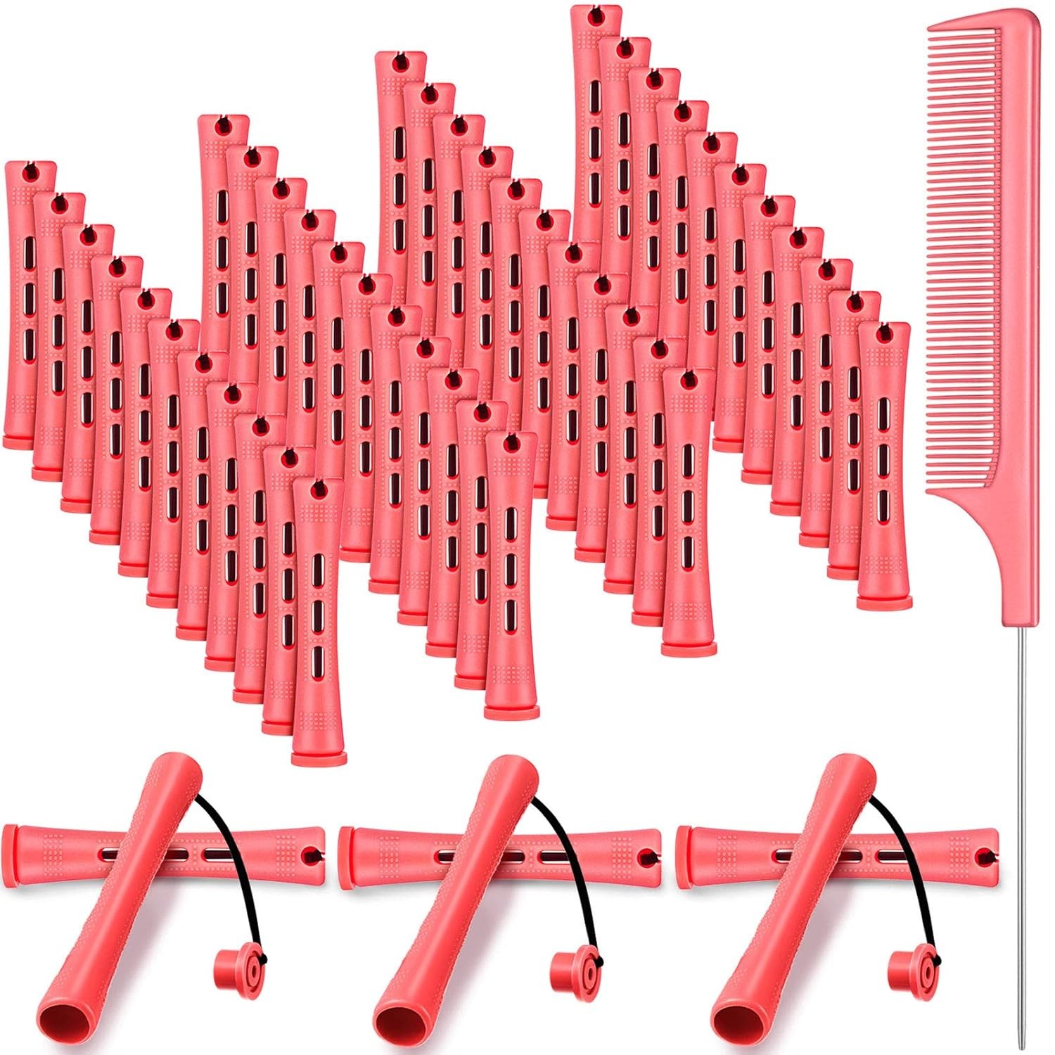 48 Pieces Hair Perm Rods Short Cold Wave 0.51 Inch (Pack of 48), Pink
