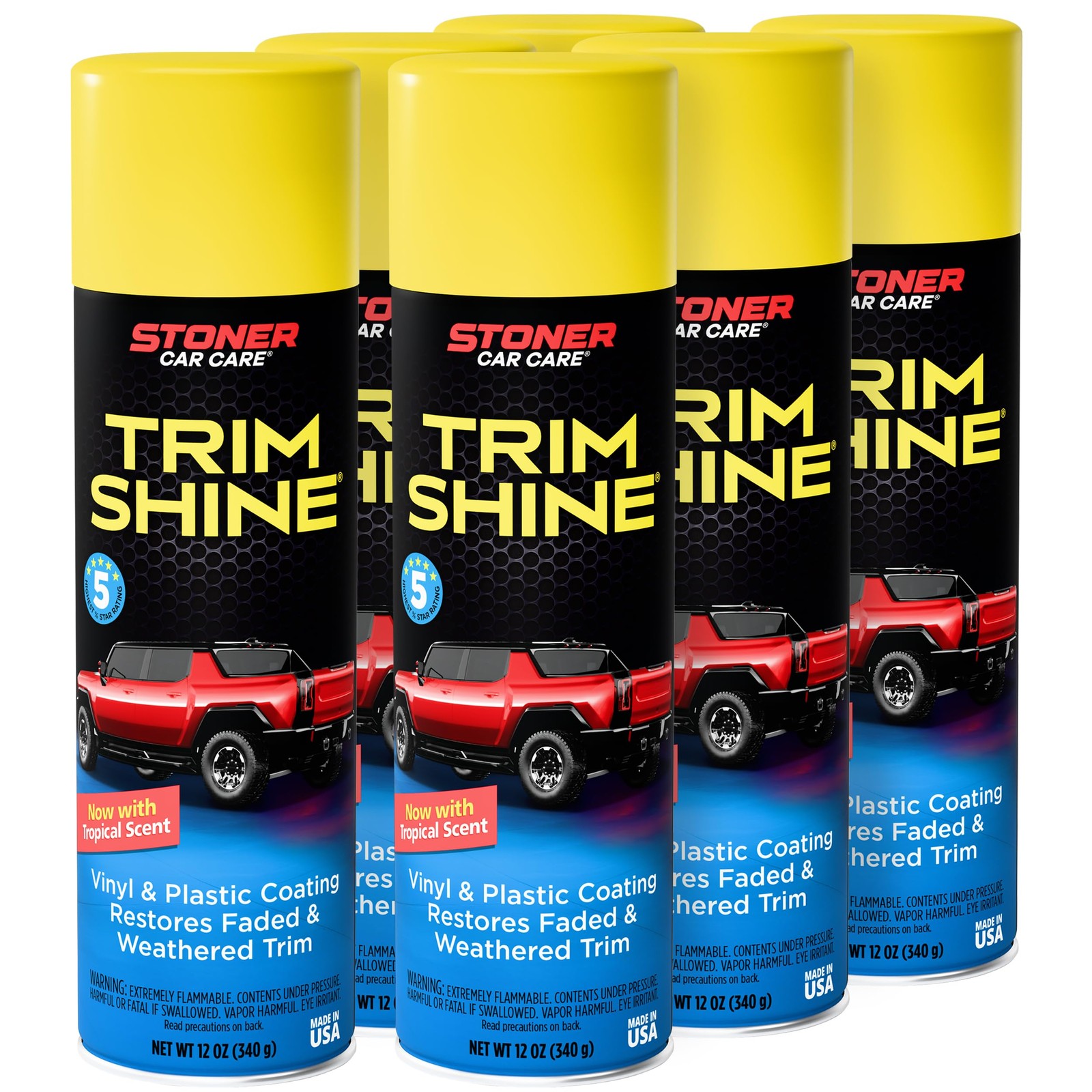 Trim Shine Restorer for Cars – Black Plastic Protectant Coating – 12 oz 6 Pack