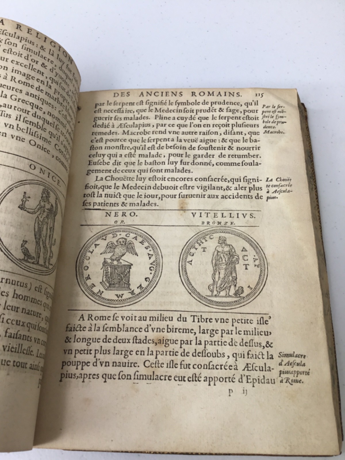 1567 Discours De La Religion Des Anciens Romains, RARE Illustrated Leather Latin