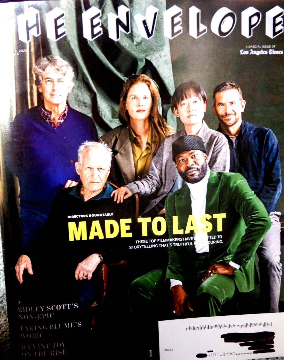 THE ENVELOPE MAGAZINE December 7, 2023 Los Angeles Times RIDLEY SCOTT Davine Joy