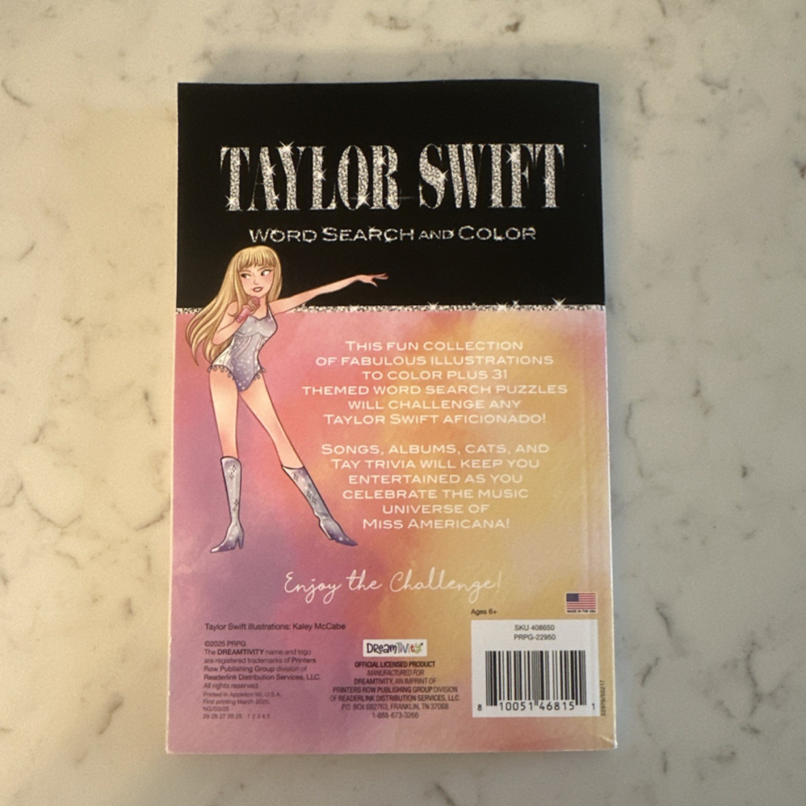 Taylor Swift Word Search and Color Activity Book by Dreamtivity, Kaisy McCabe