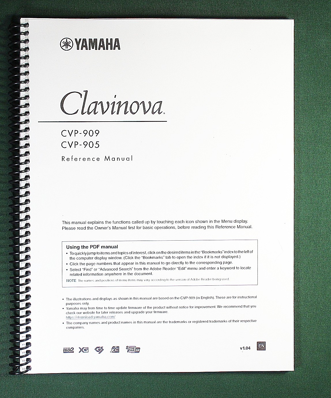 Yamaha CVP-909 CVP-905 Reference Manual: 111 Pages & Protective Covers!