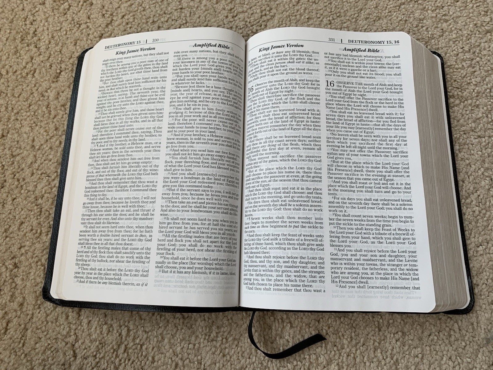 KJV and Amplified (AMPC) Side-by-Side Bible Large Print Bonded Leather Zondervan
